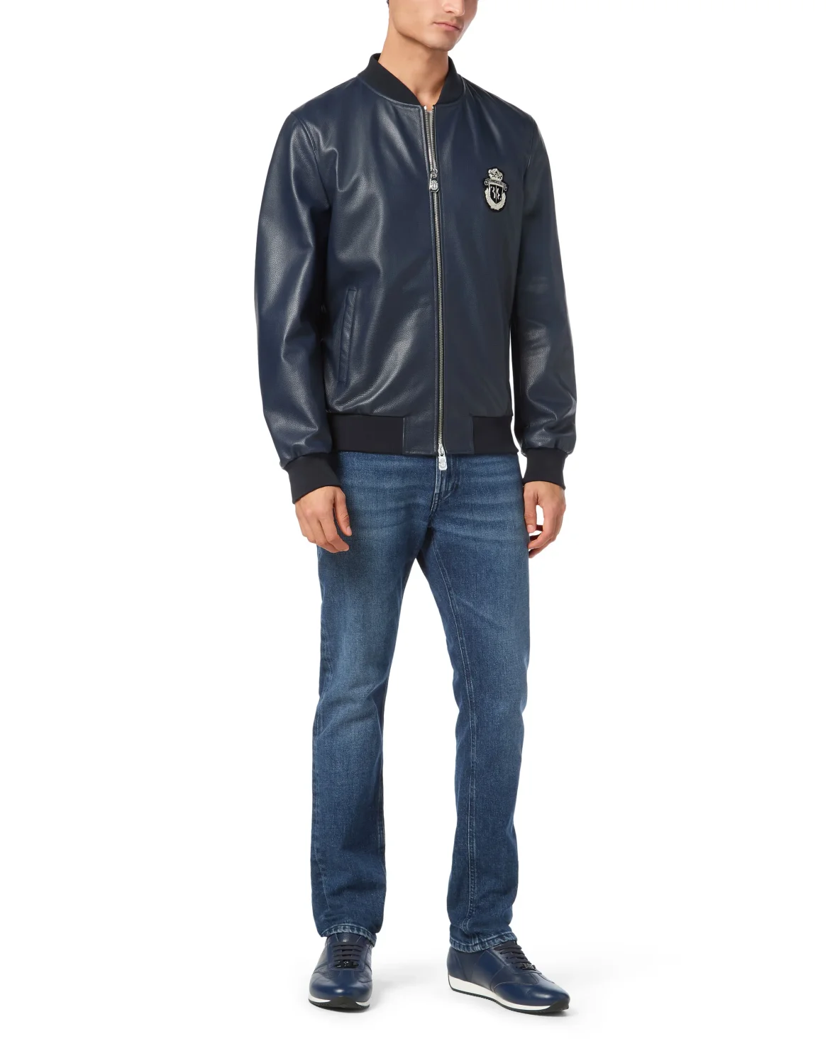 Nappa Leather Bomber LS, цвет: Синий