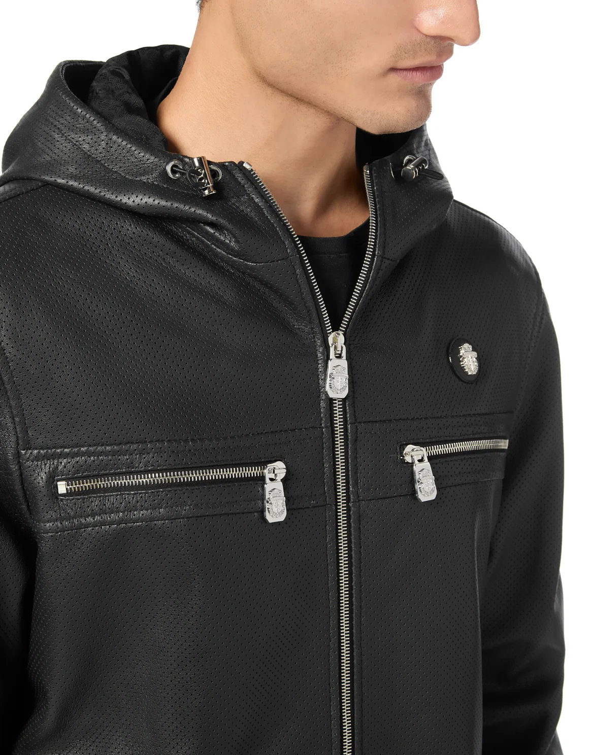 Nappa Leather Hooded Jacket LS, цвет: Черный