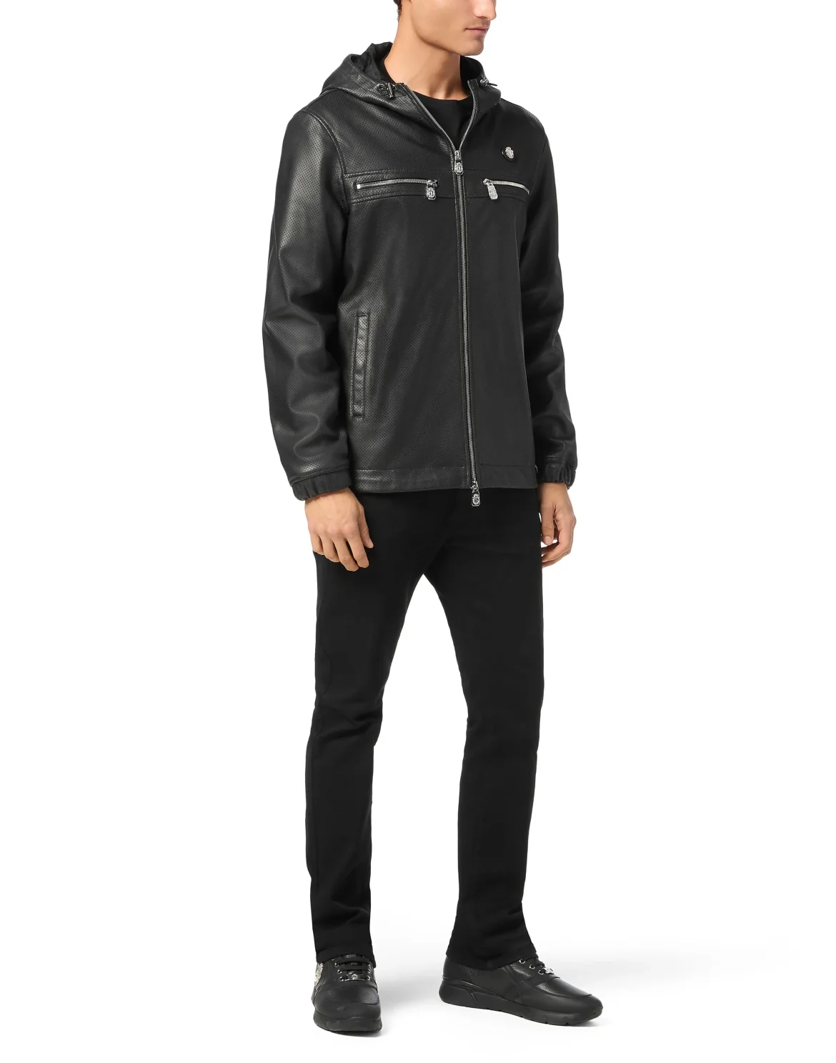 Nappa Leather Hooded Jacket LS, цвет: Черный