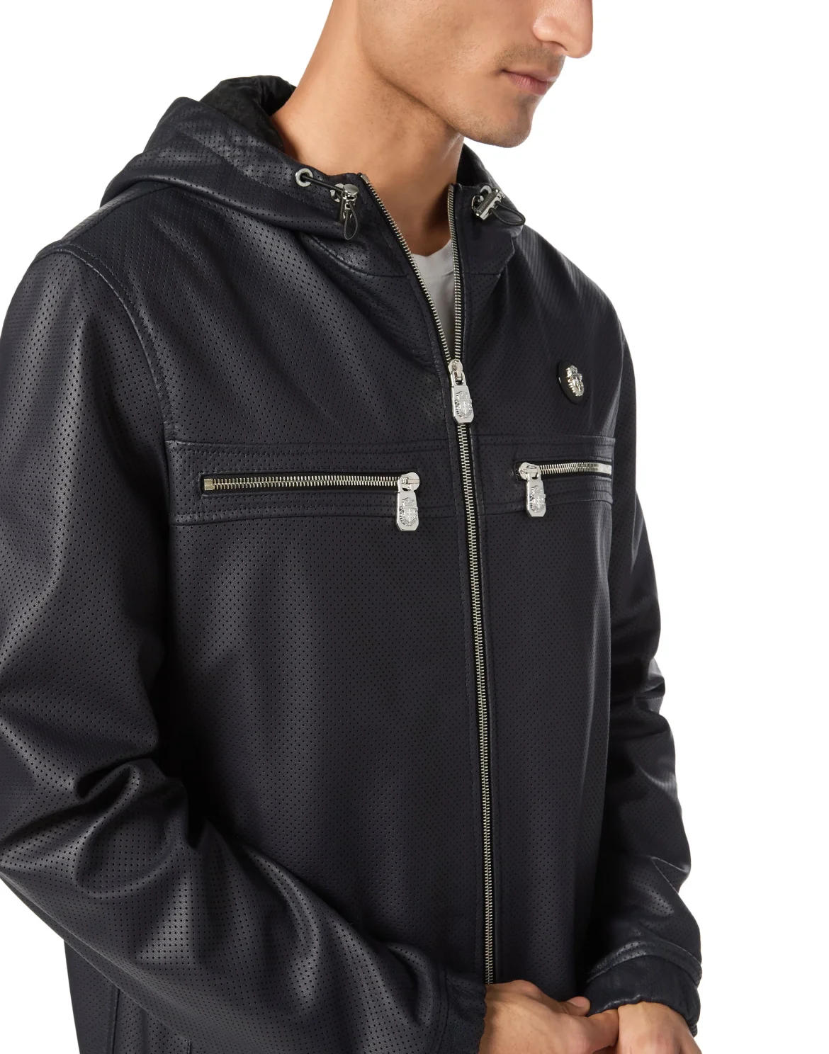 Nappa Leather Hooded Jacket LS, цвет: Синий