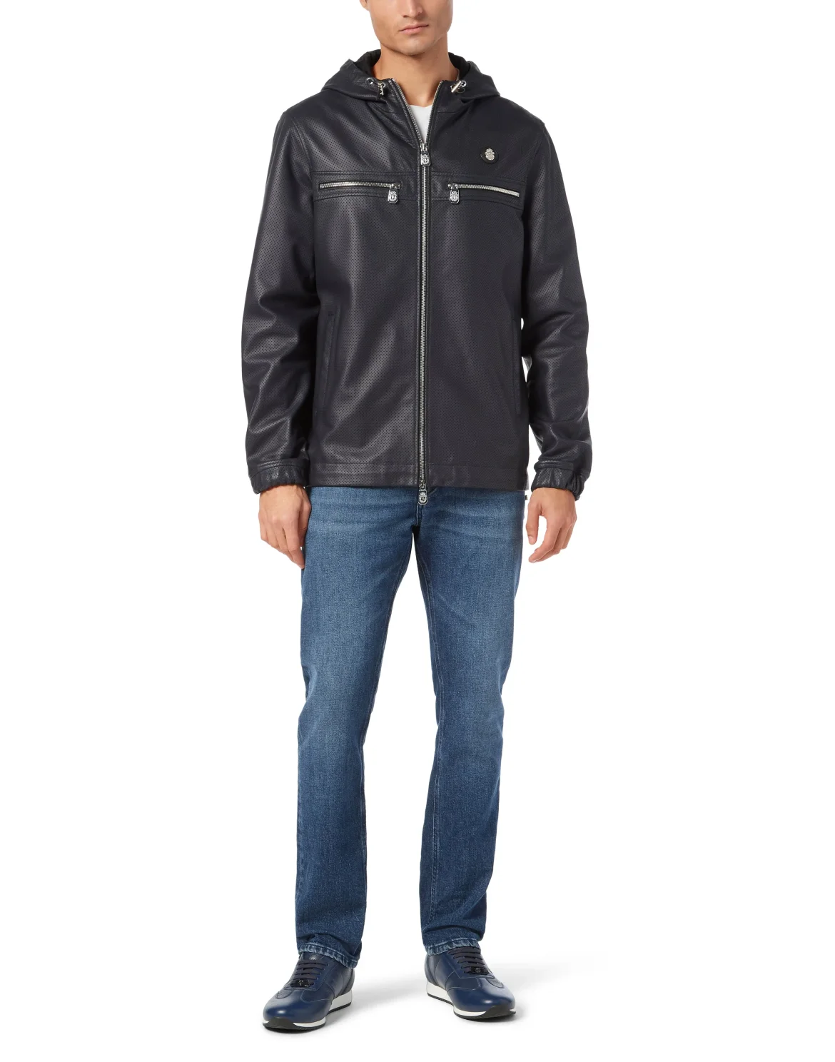 Nappa Leather Hooded Jacket LS, цвет: Синий
