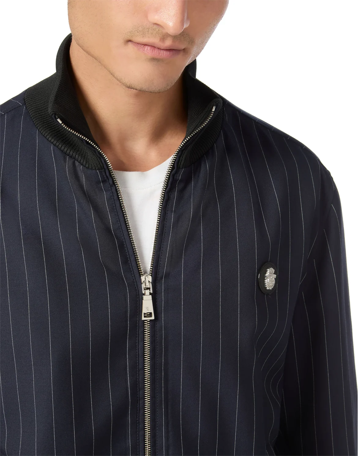 Wool Pinstripe Bomber LS, цвет: Синий