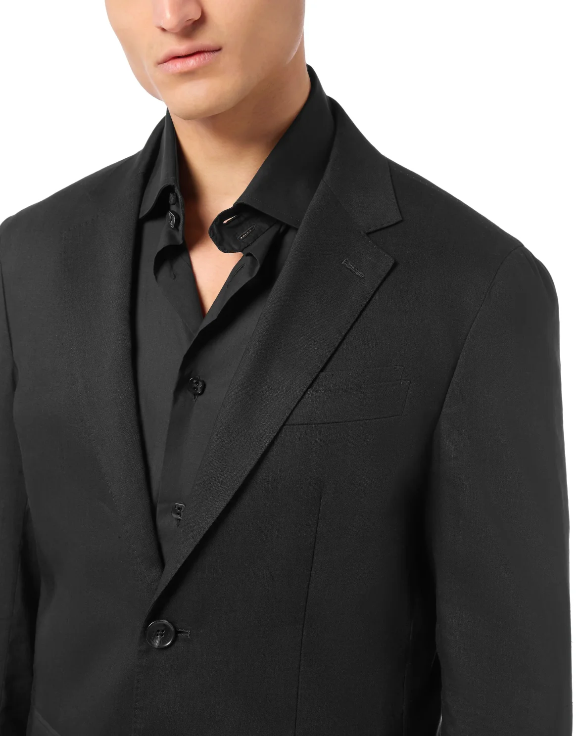 Linen Blazer LS, цвет: Черный