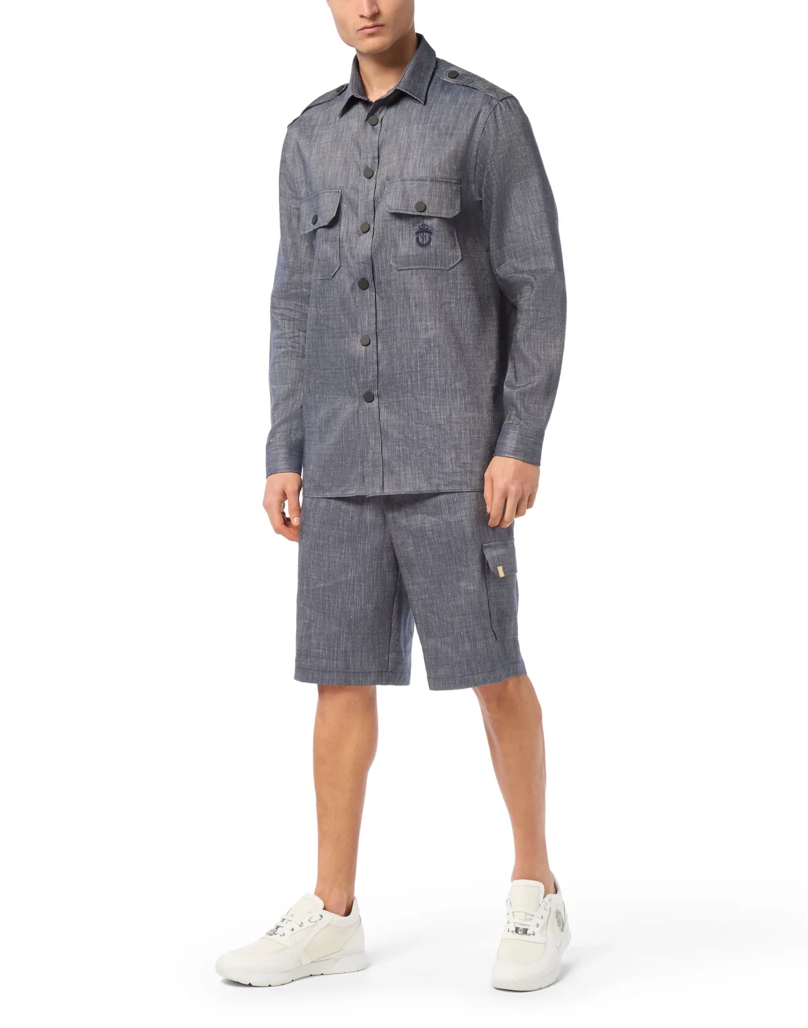 Pinstripe Overshirt LS, цвет: Синий
