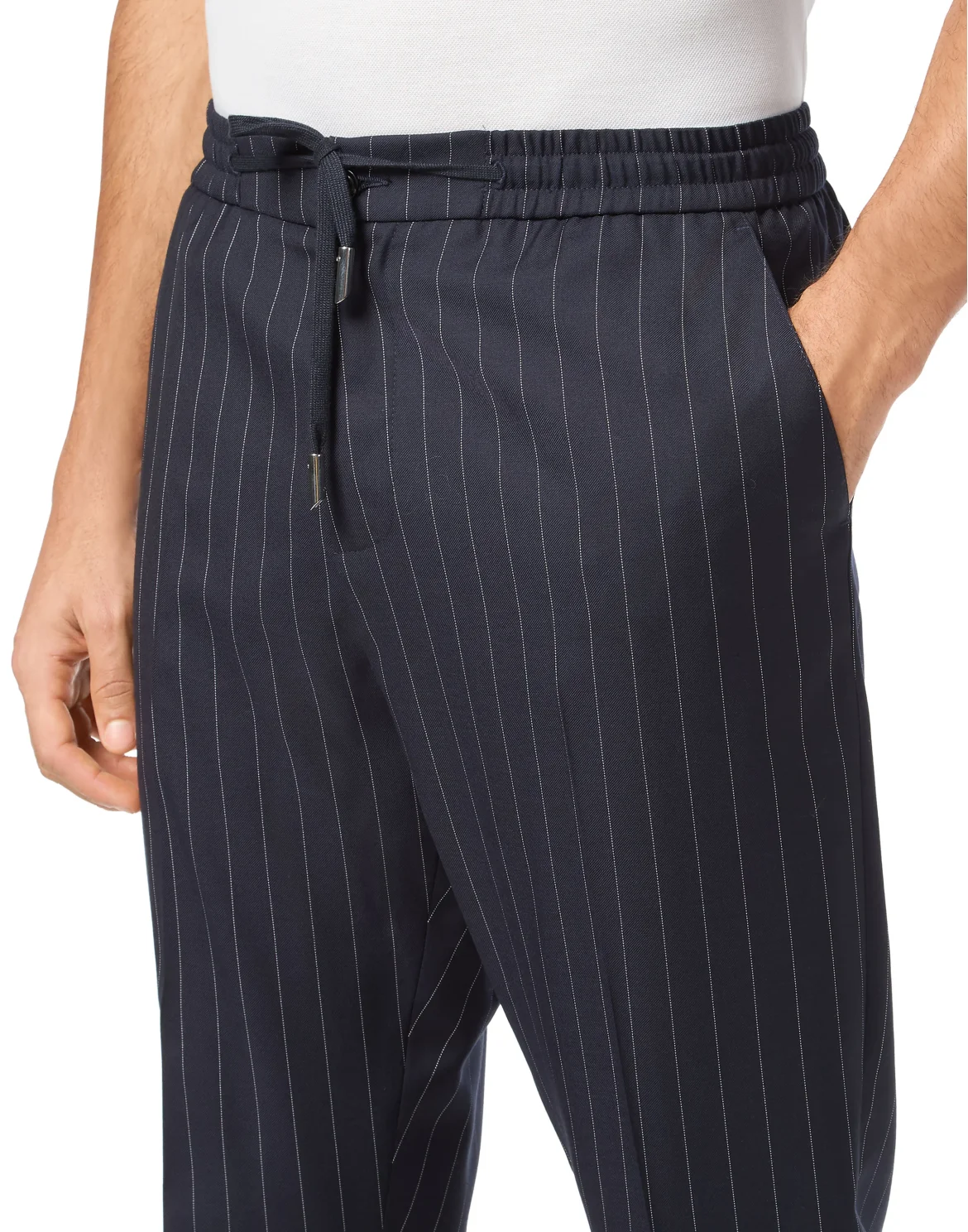 Wool Pinstripe Trousers, цвет: Синий