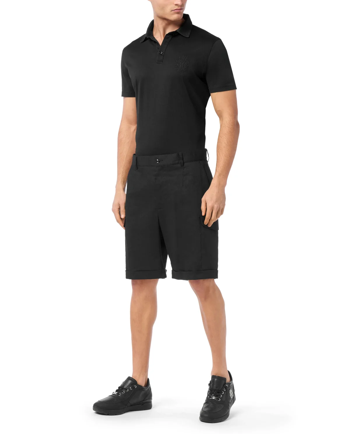 Linen Cargo Shorts, цвет: Черный