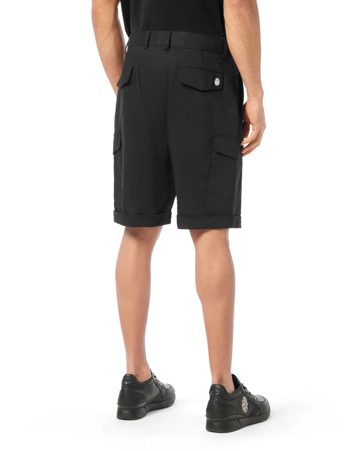 Linen Cargo Shorts, цвет: Черный