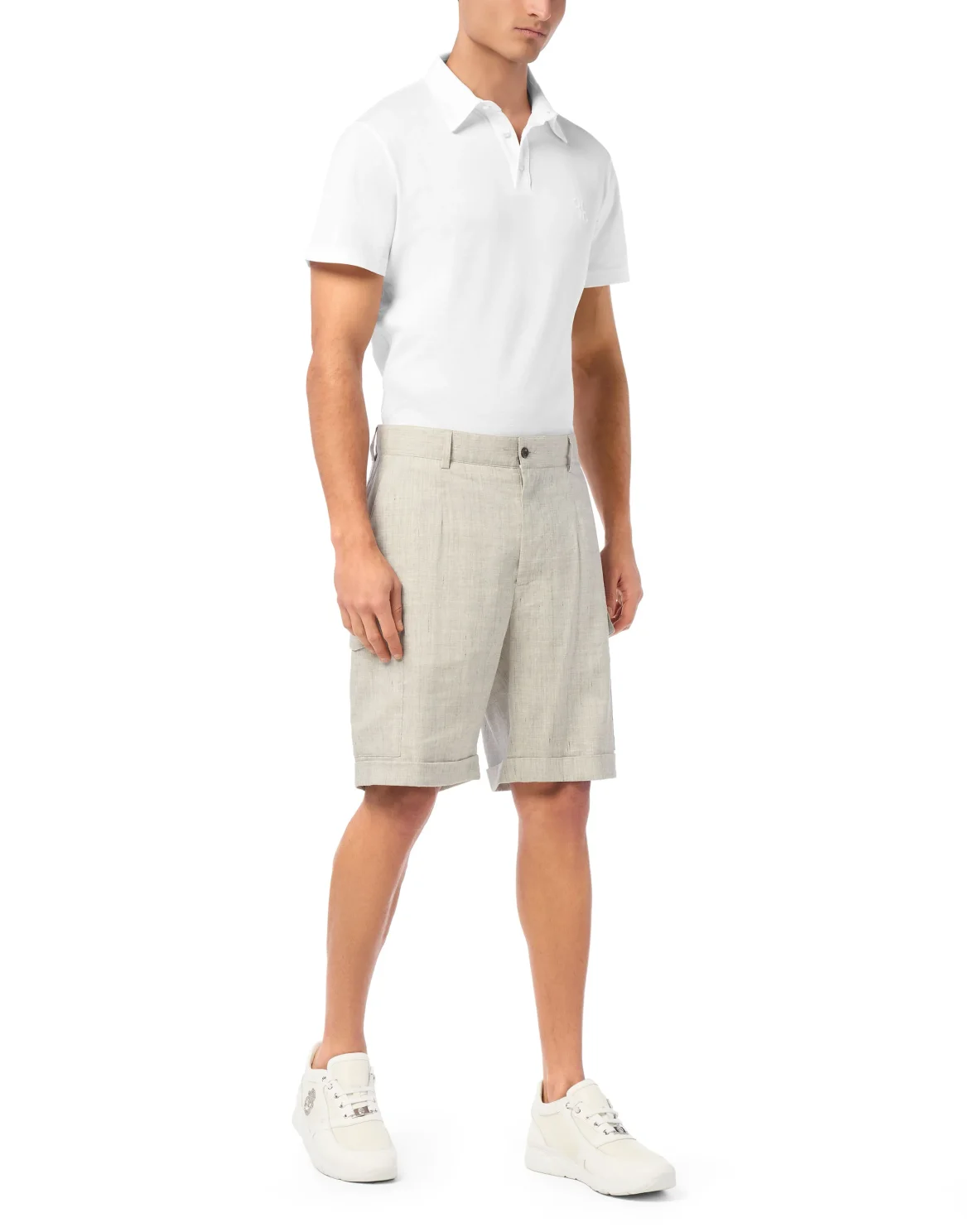 Linen Cargo Shorts, цвет: Серый