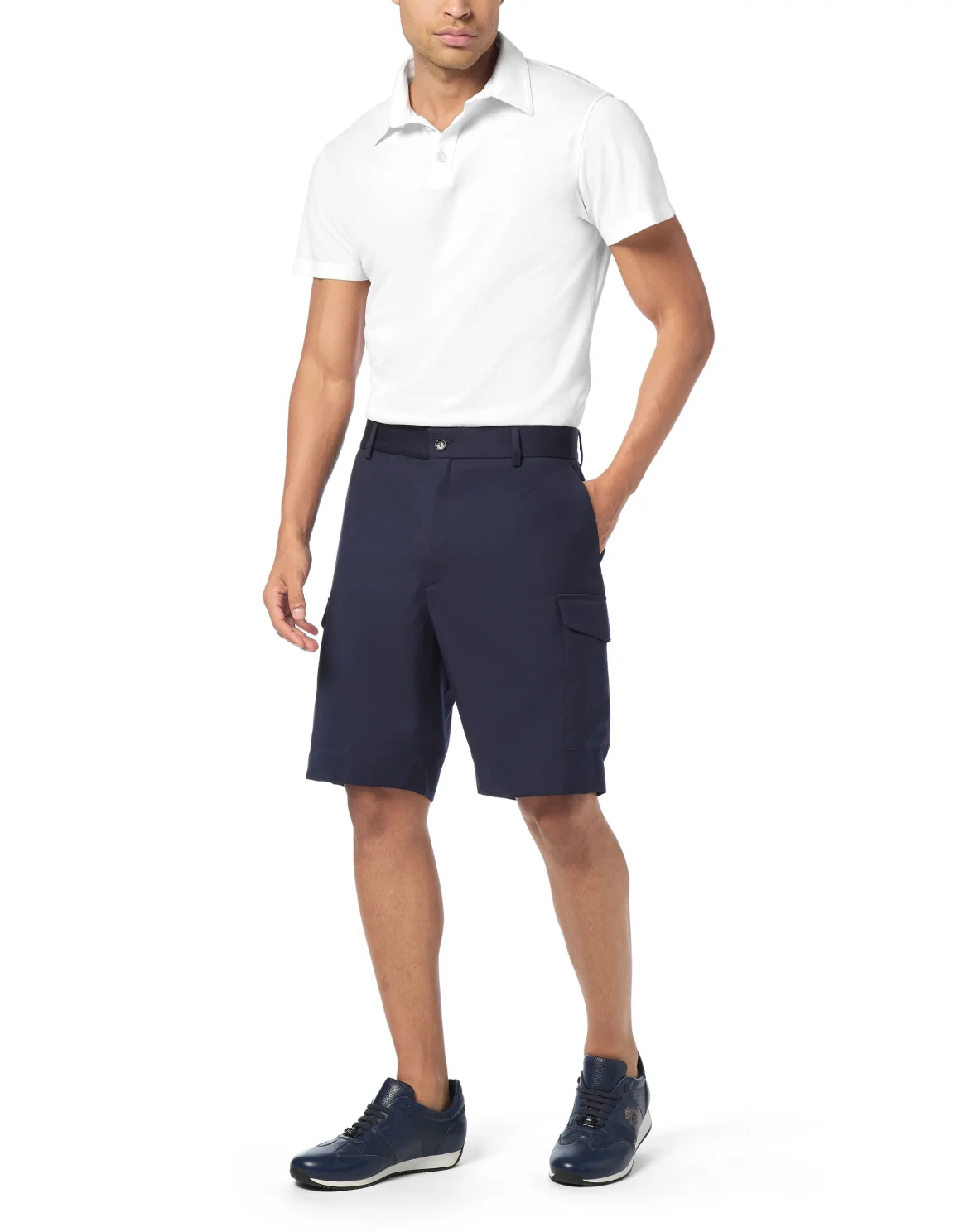 Linen Cargo Shorts, цвет: Синий