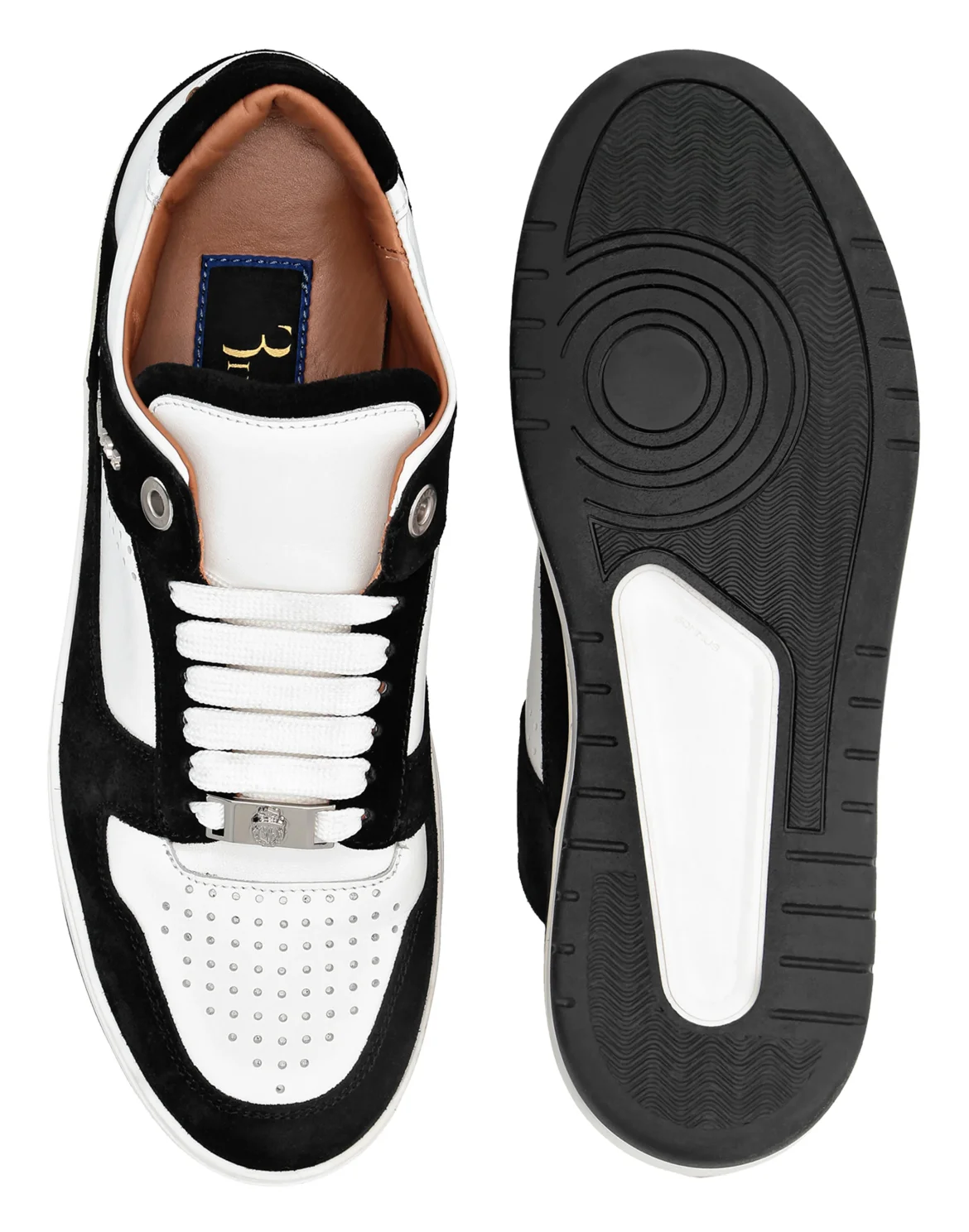 Nappa/Suede Lo-Top Sneakers, цвет: Белый