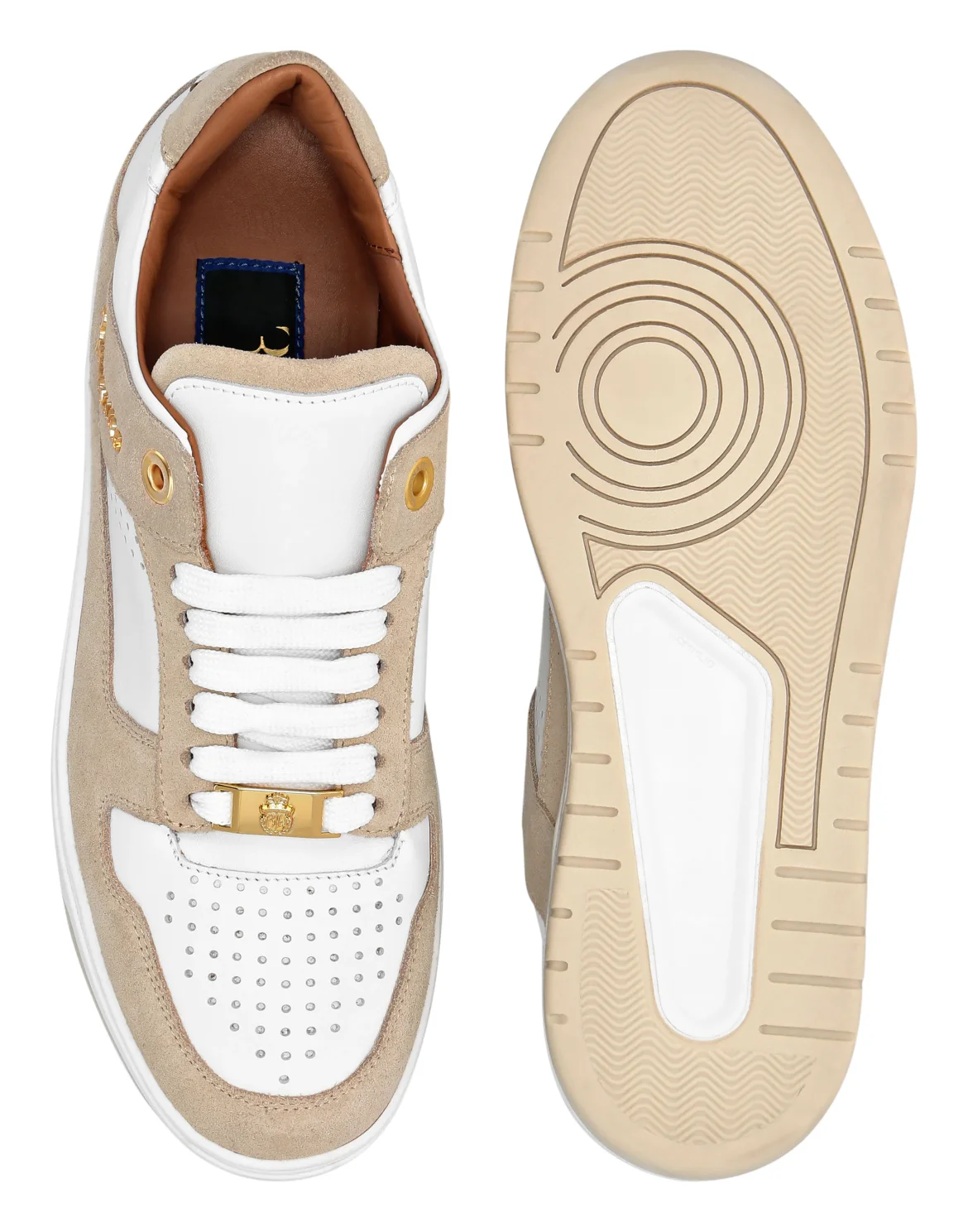 Nappa/Suede Lo-Top Sneakers, цвет: Бежевый