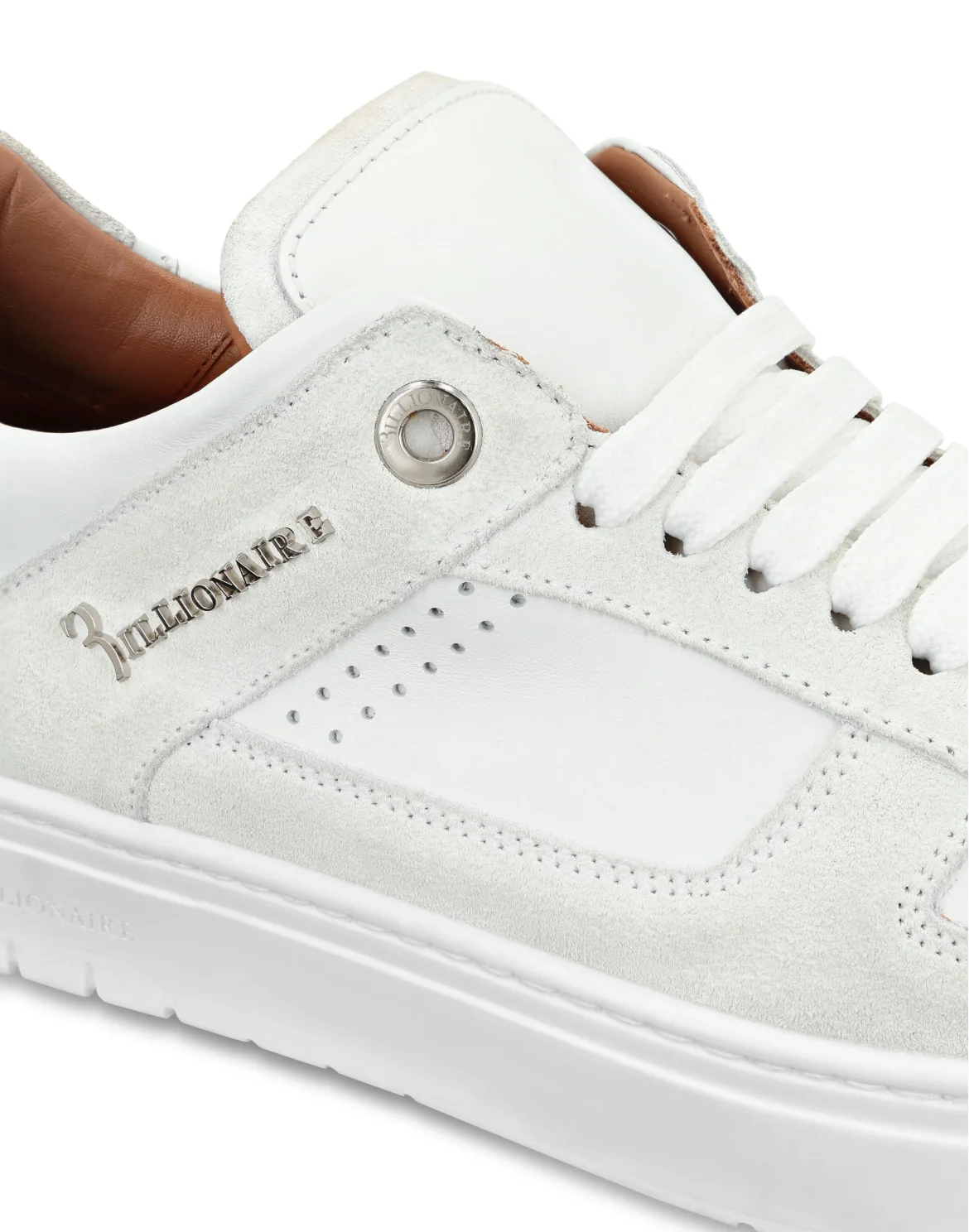 Nappa/Suede Lo-Top Sneakers, цвет: Белый