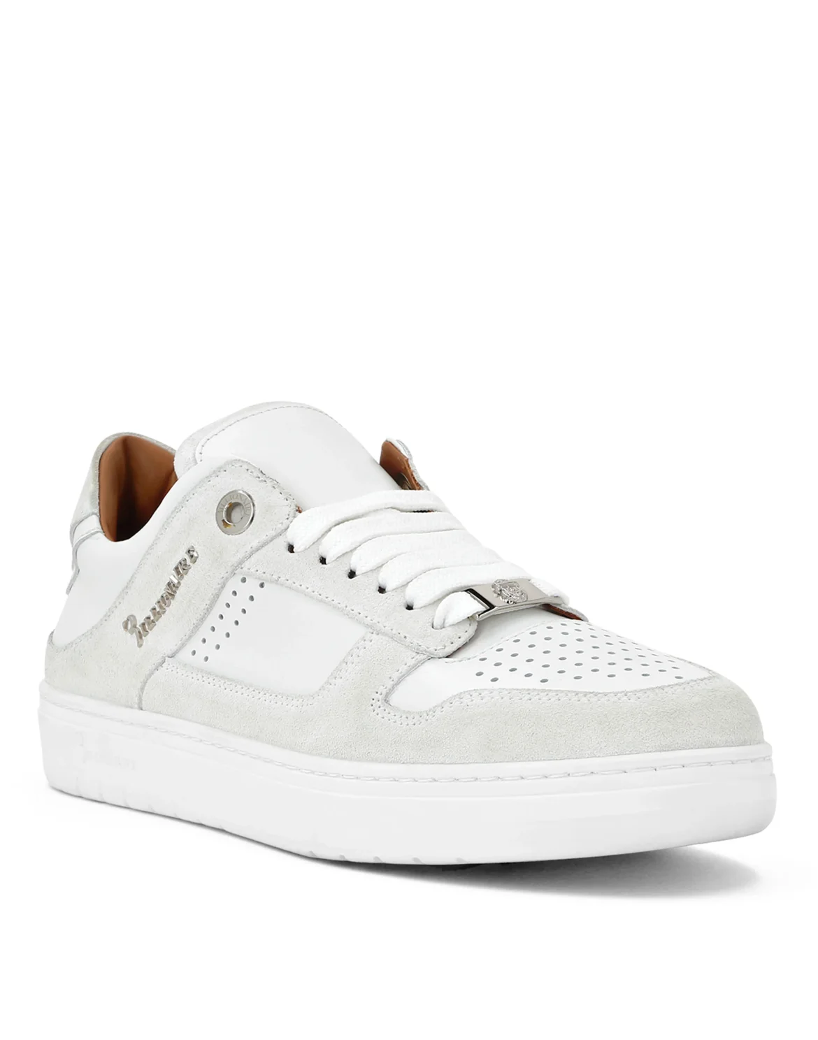 Nappa/Suede Lo-Top Sneakers, цвет: Белый