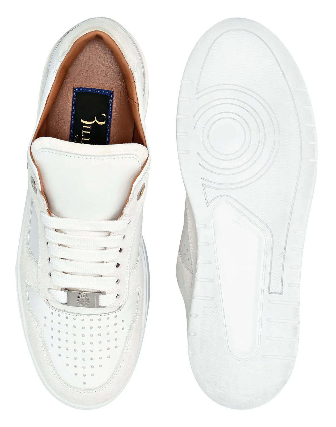 Nappa/Suede Lo-Top Sneakers, цвет: Белый