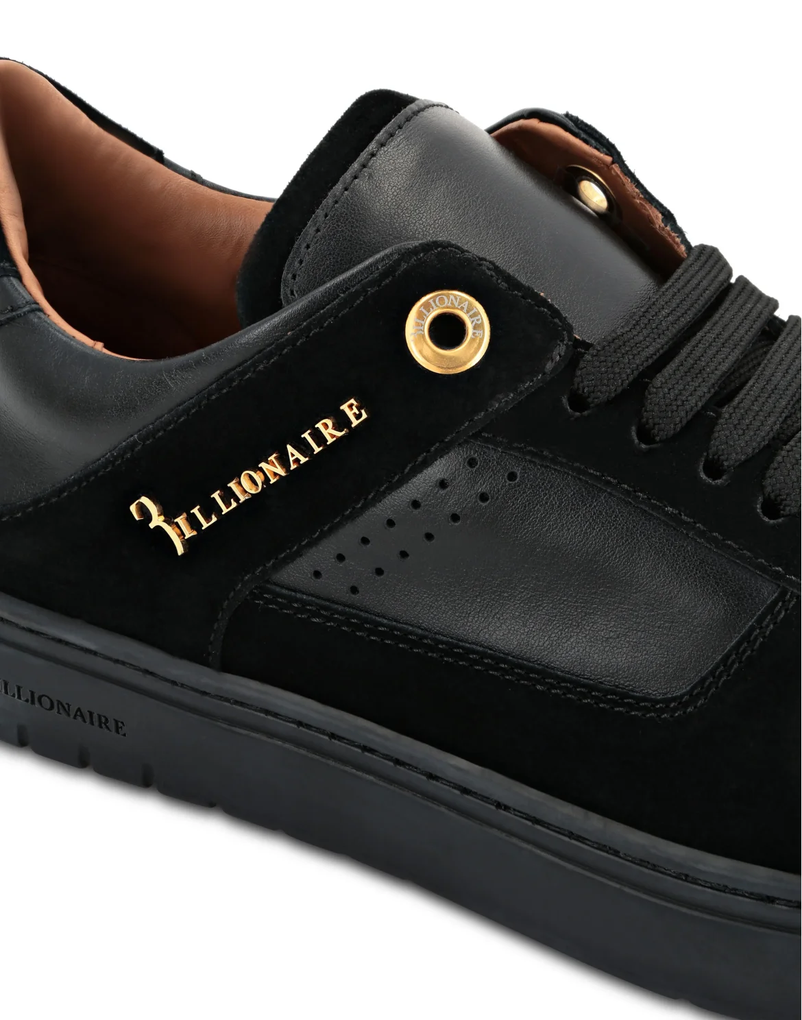 Nappa/Suede Lo-Top Sneakers, цвет: Черный