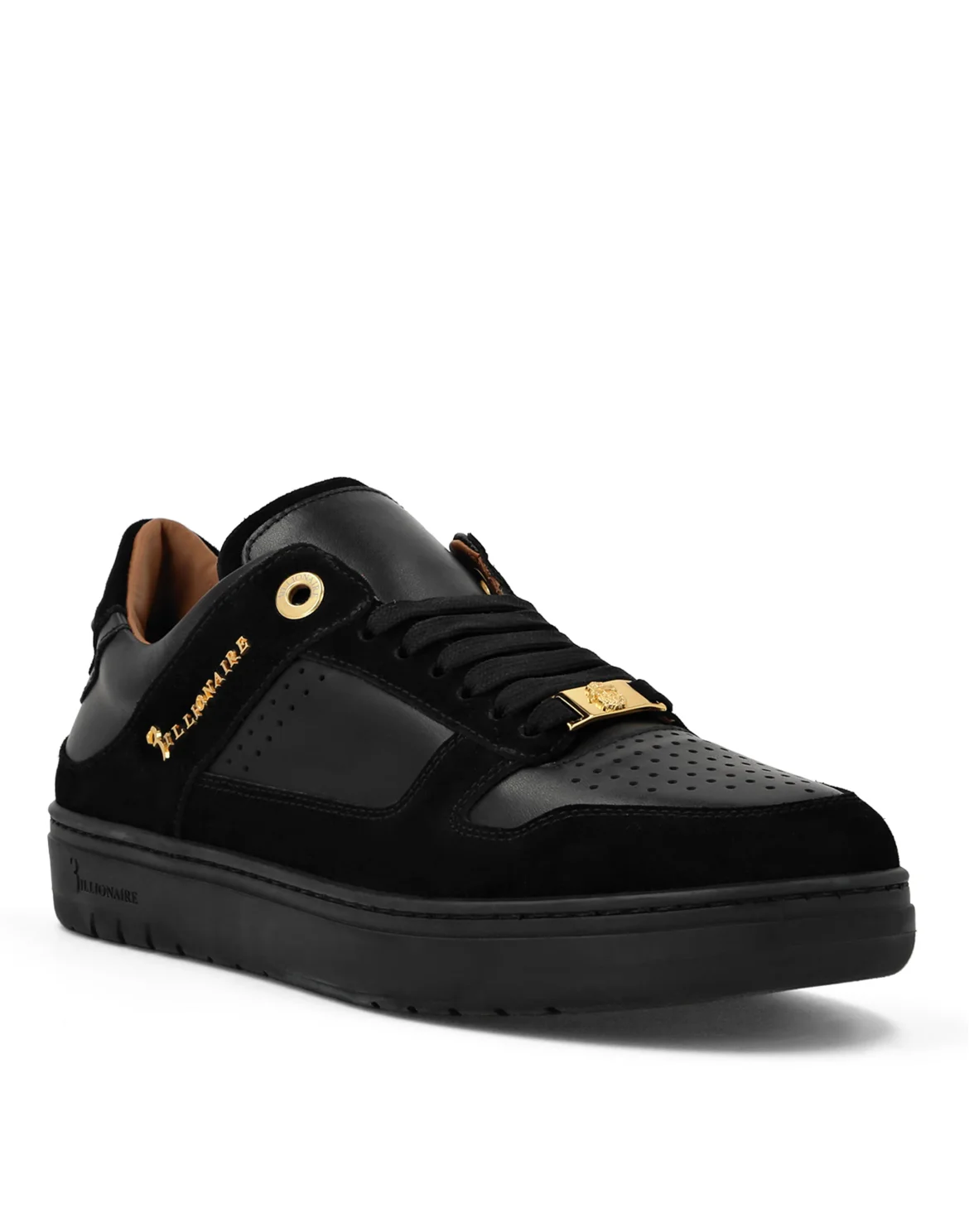 Nappa/Suede Lo-Top Sneakers, цвет: Черный