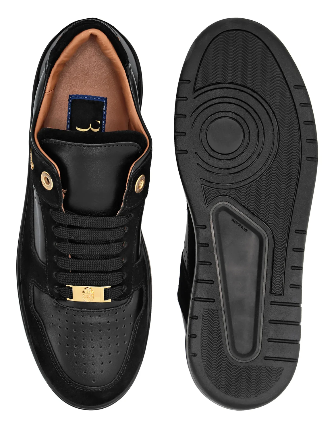 Nappa/Suede Lo-Top Sneakers, цвет: Черный