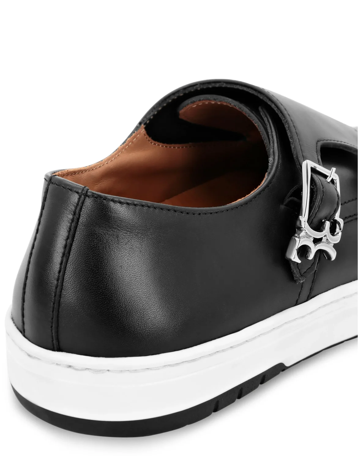 Leather Lo-Top Sneakers, цвет: Черный