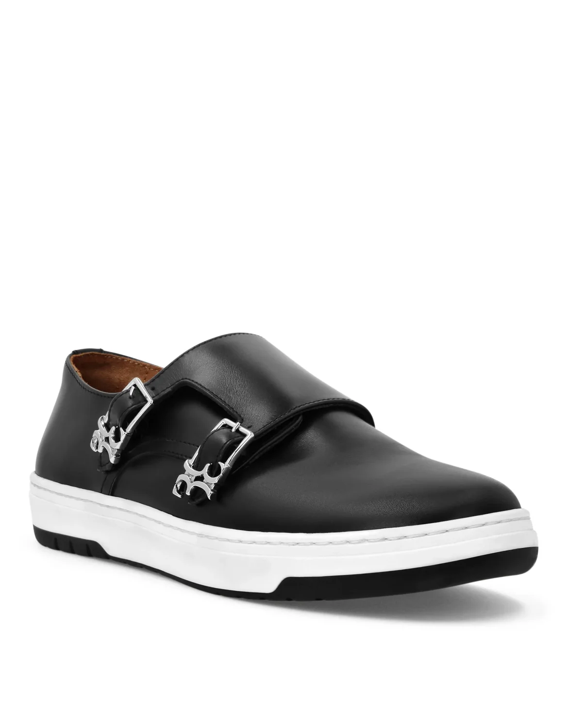 Leather Lo-Top Sneakers, цвет: Черный