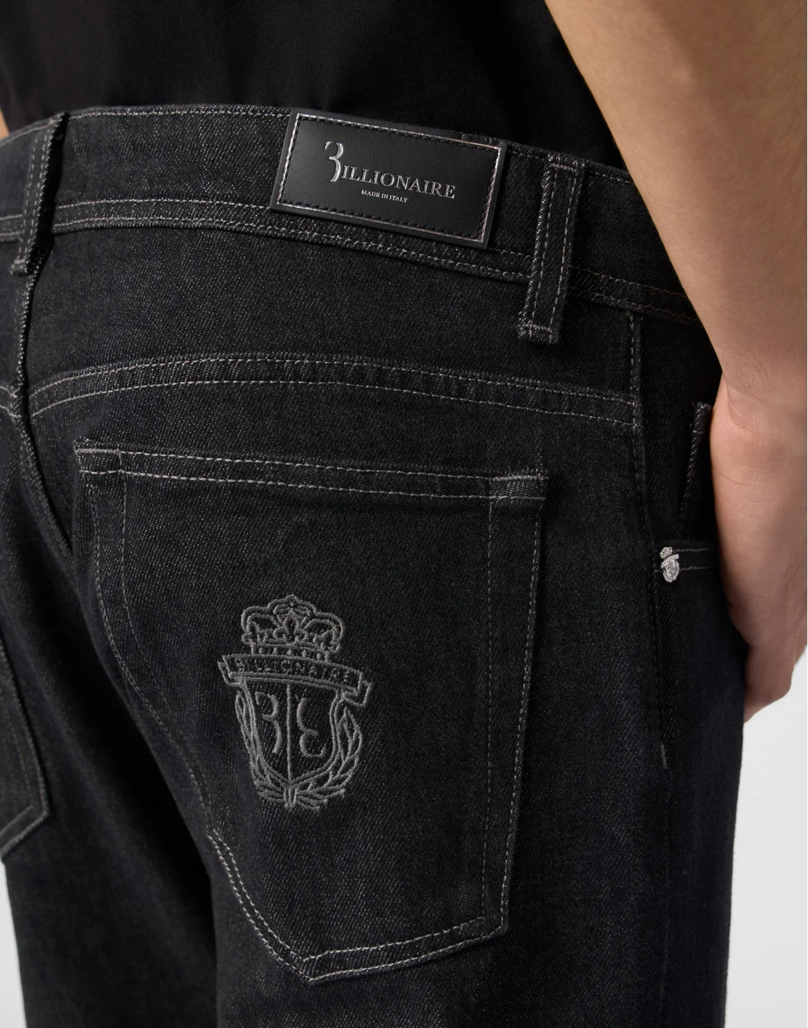 Super Straight Cut Jeans Leather Details, цвет: Черный