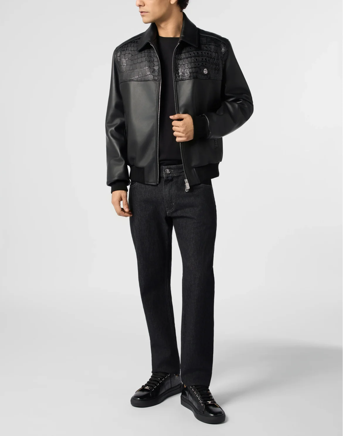 Super Straight Cut Jeans Leather Details, цвет: Черный