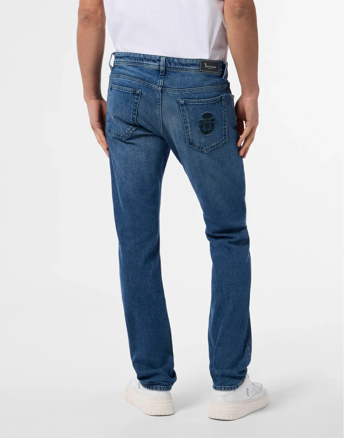 Super Straight Cut Jeans Leather Details, цвет: Синий