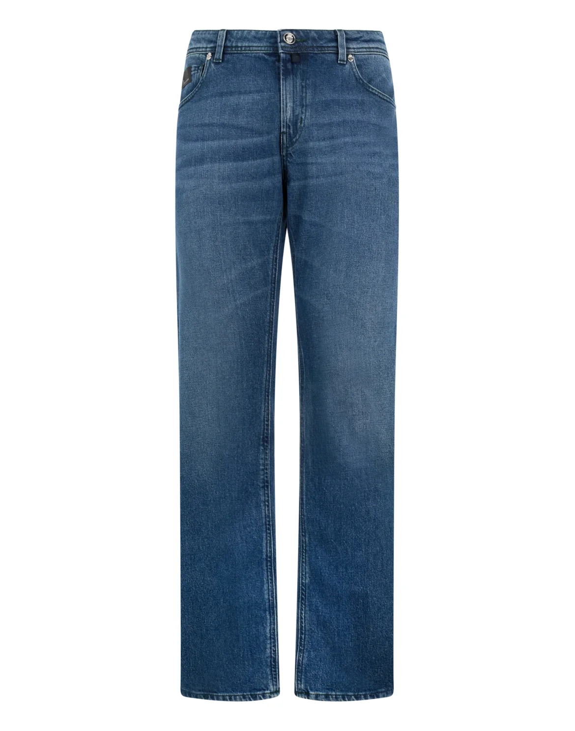 Super Straight Cut Jeans Leather Details, цвет: Синий