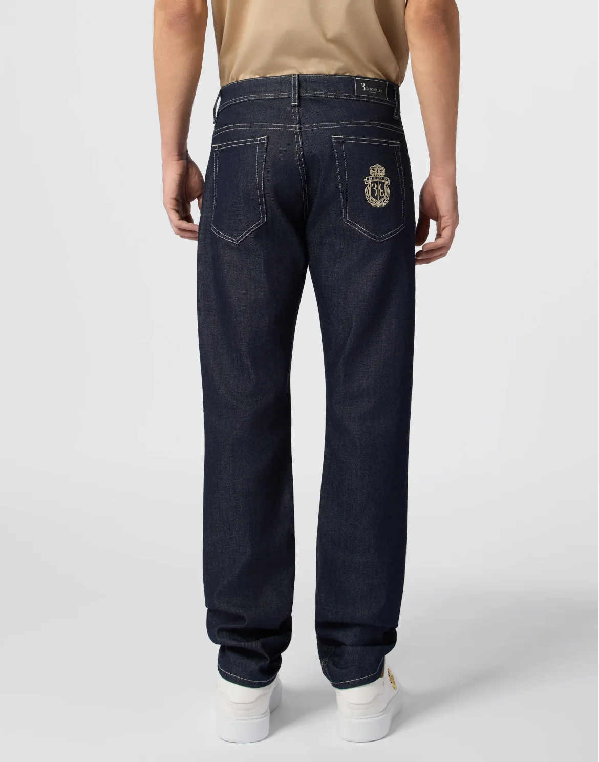 Super Straight Cut Jeans Leather Details, цвет: Синий