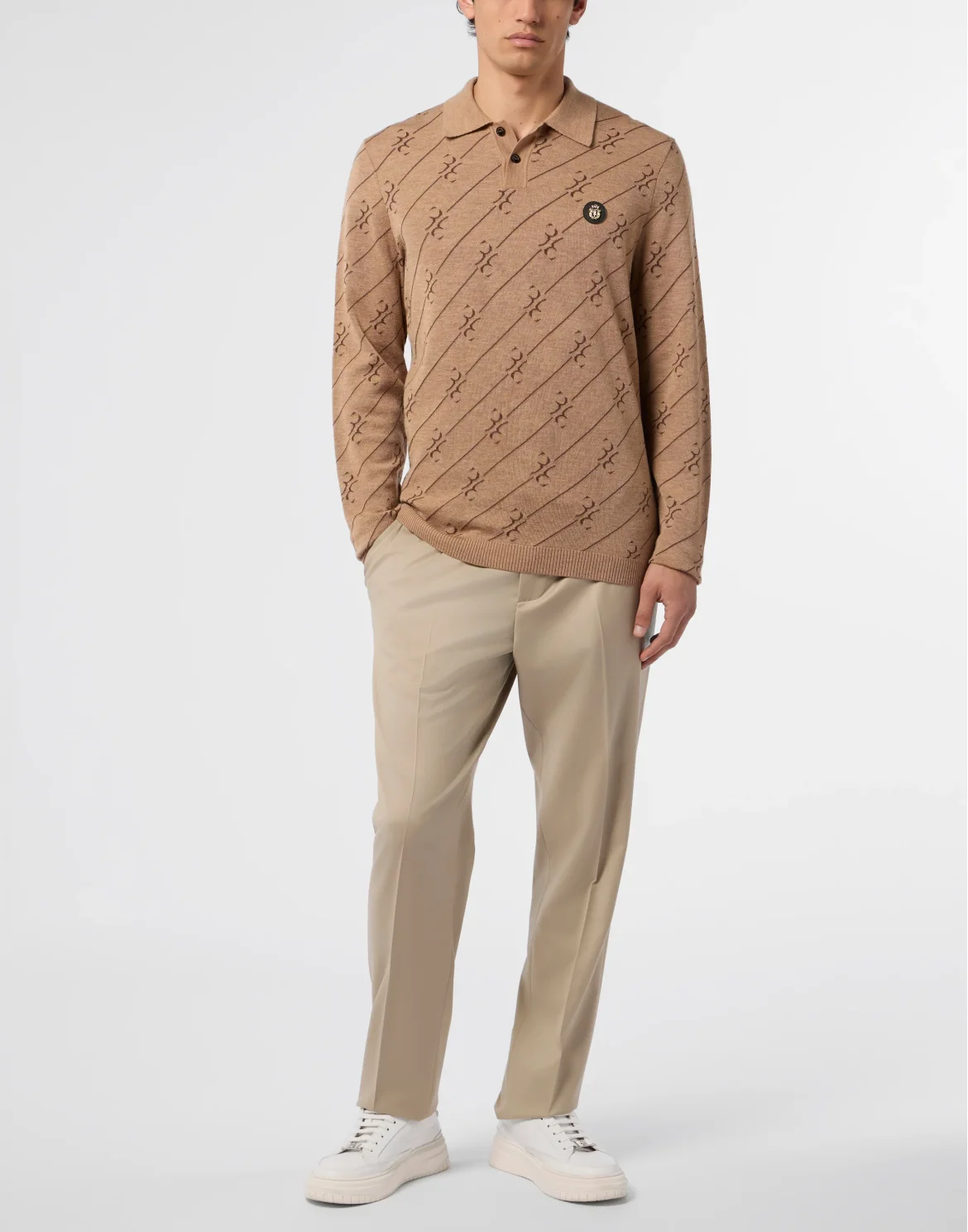 Polo Longsleeve All-Over BB, цвет: Бежевый