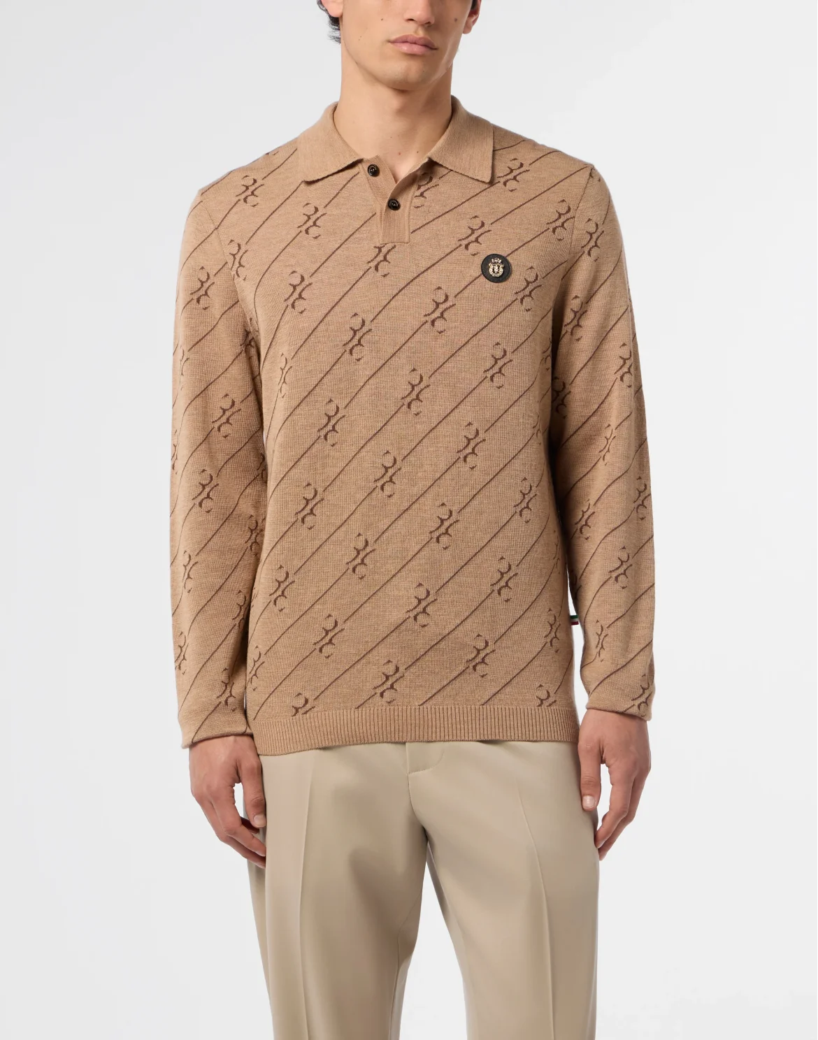 Polo Longsleeve All-Over BB, цвет: Бежевый