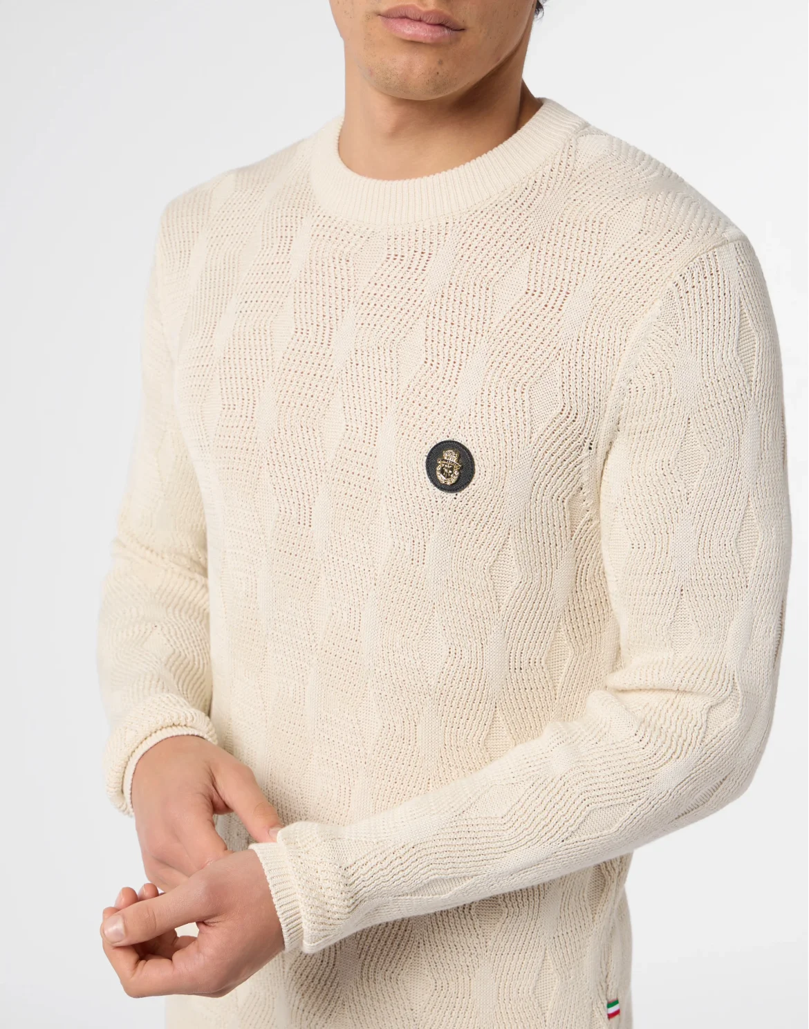Wool Silk Roundneck Pullover Braids, цвет: Бежевый