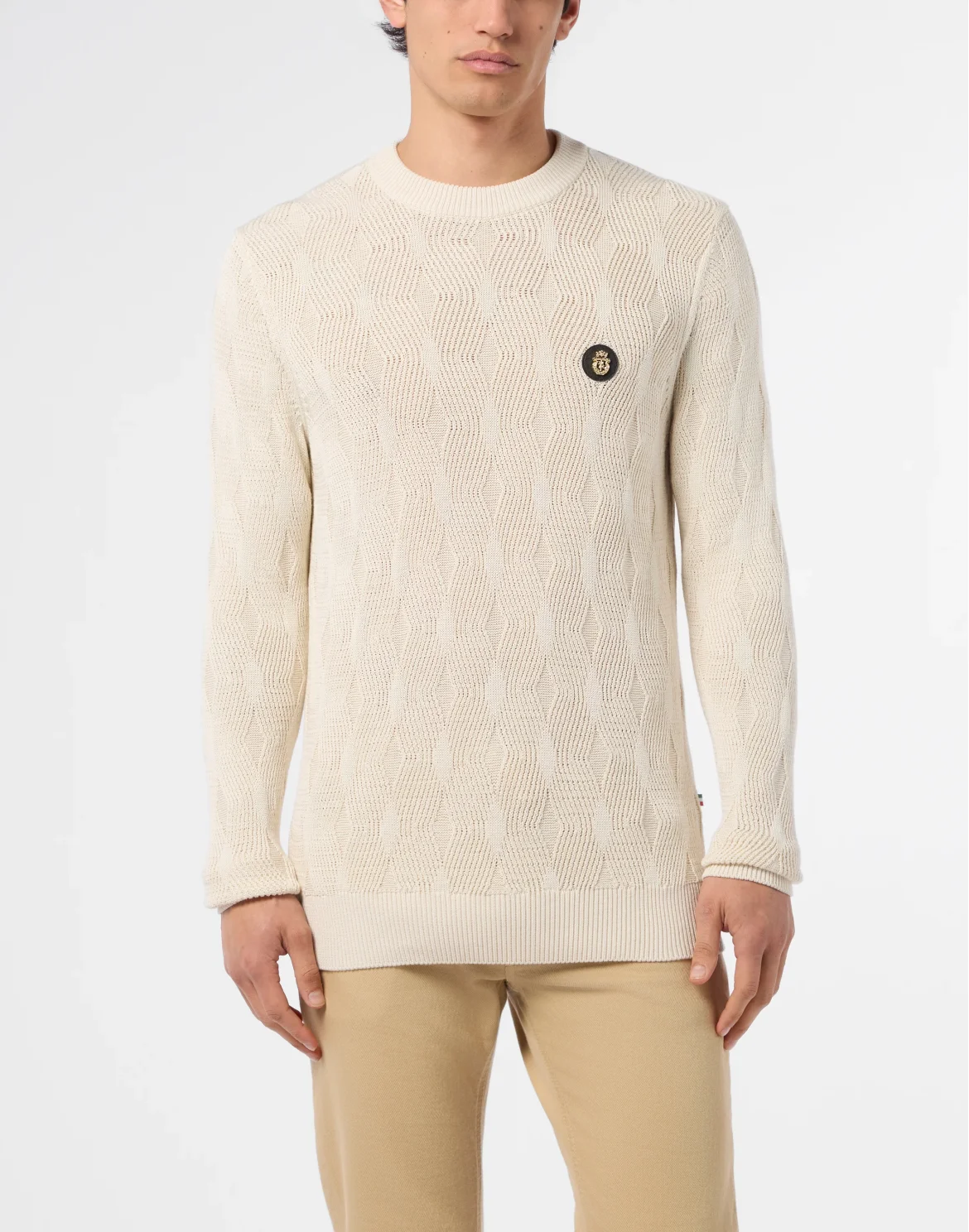 Wool Silk Roundneck Pullover Braids, цвет: Бежевый