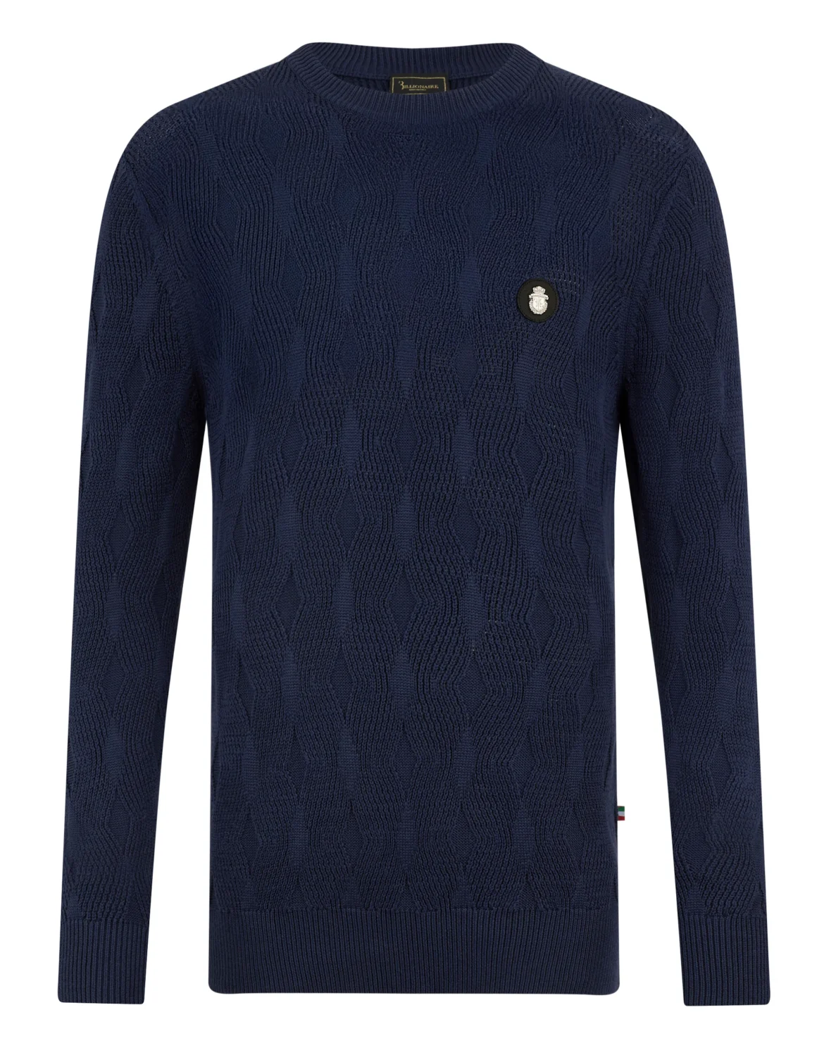 Wool Silk Roundneck Pullover Braids, цвет: Синий