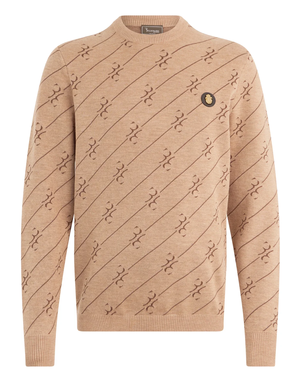 Round Neck Pullover All-Over BB, цвет: Бежевый