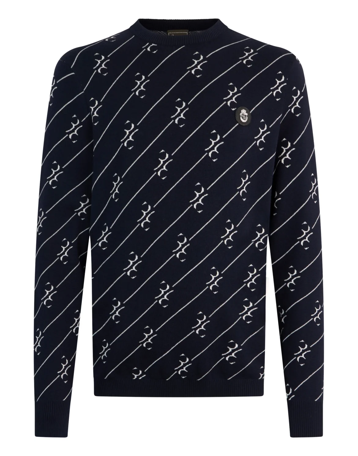 Round Neck Pullover All-Over BB, цвет: Синий