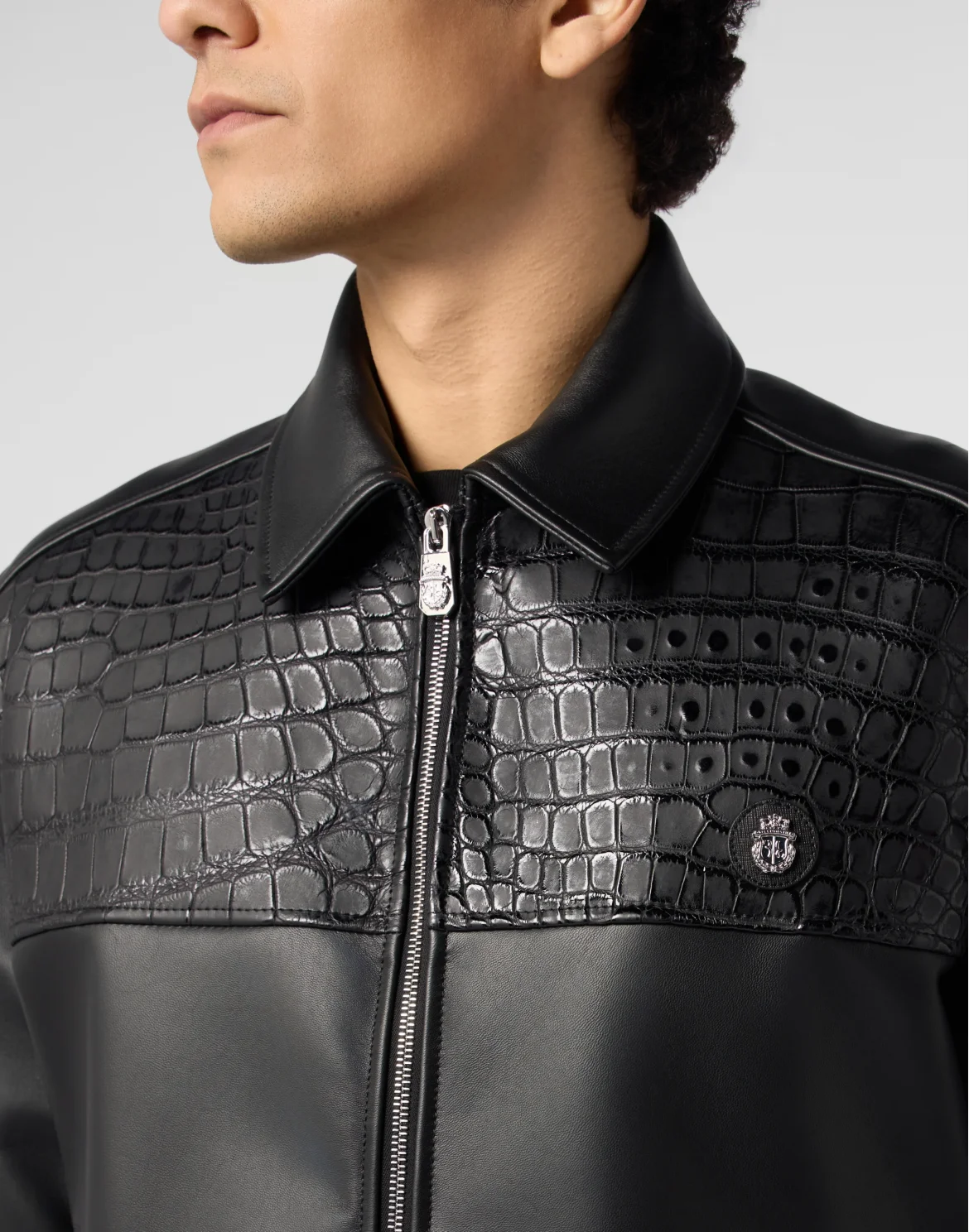 Bomber Coster Jacket Croco Inserts, цвет: Черный