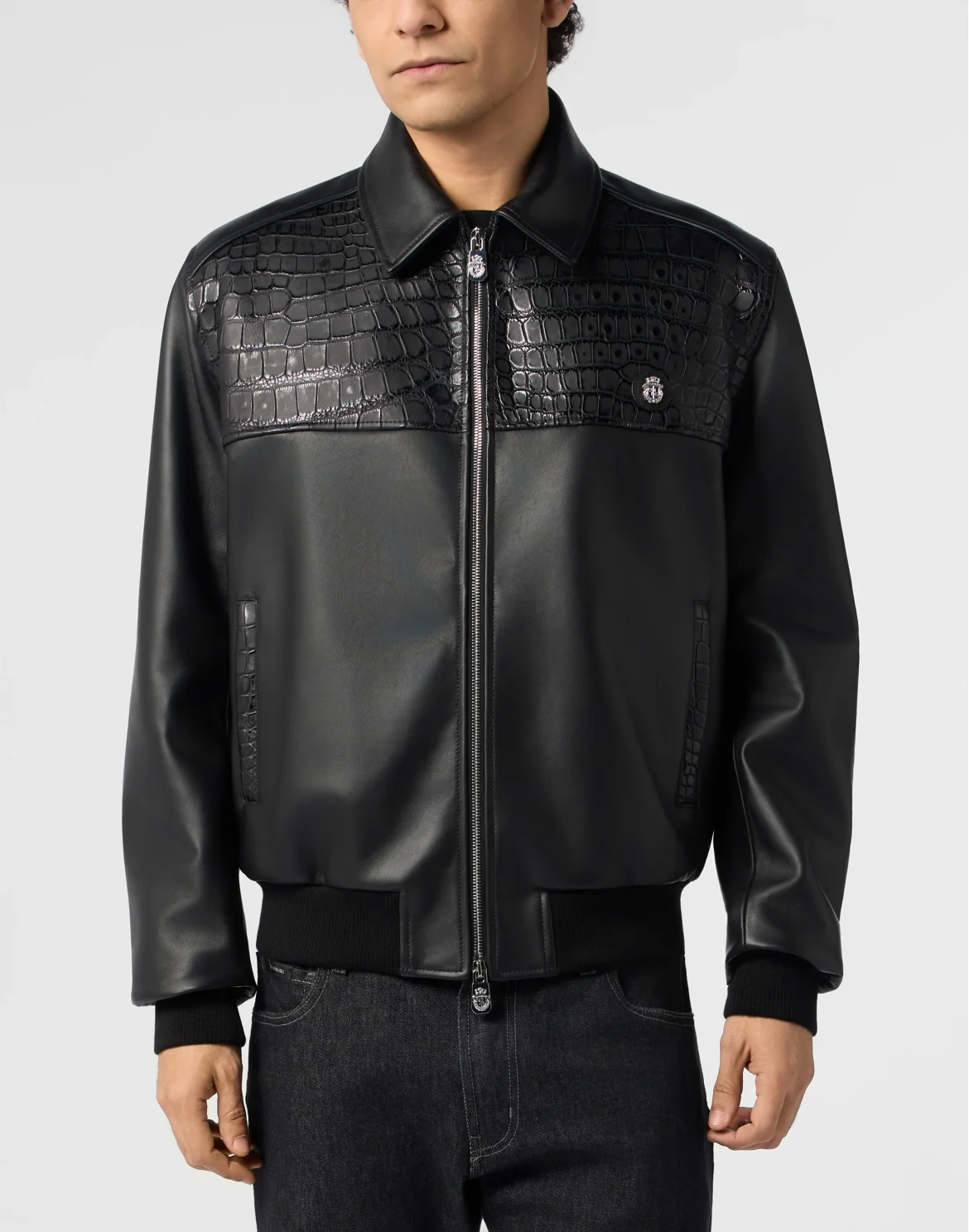 Bomber Coster Jacket Croco Inserts, цвет: Черный