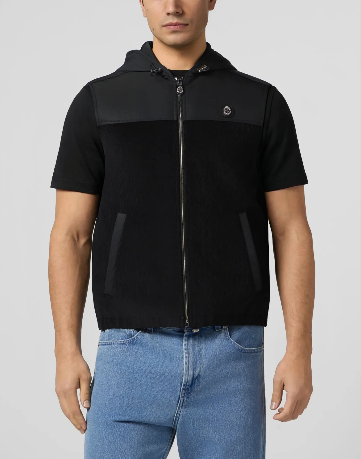 Velvet Nylon Short Vest, цвет: Черный
