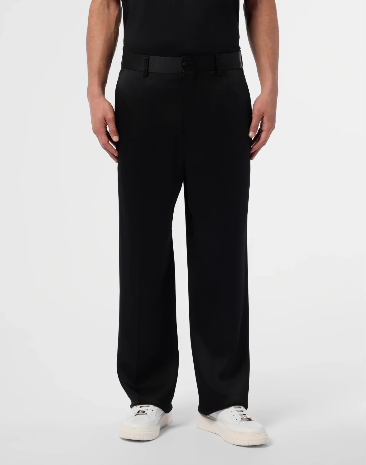 Satin Loose Fit Trousers, цвет: Черный