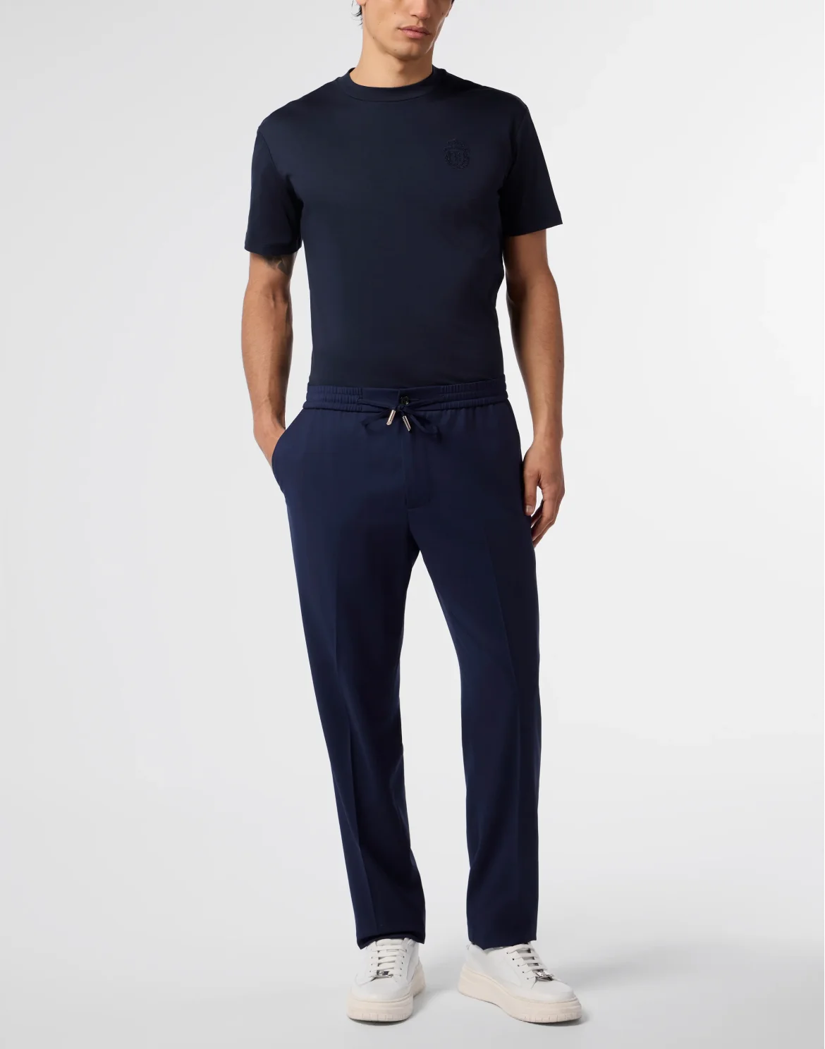 Wool Drawstring Trousers, цвет: Синий