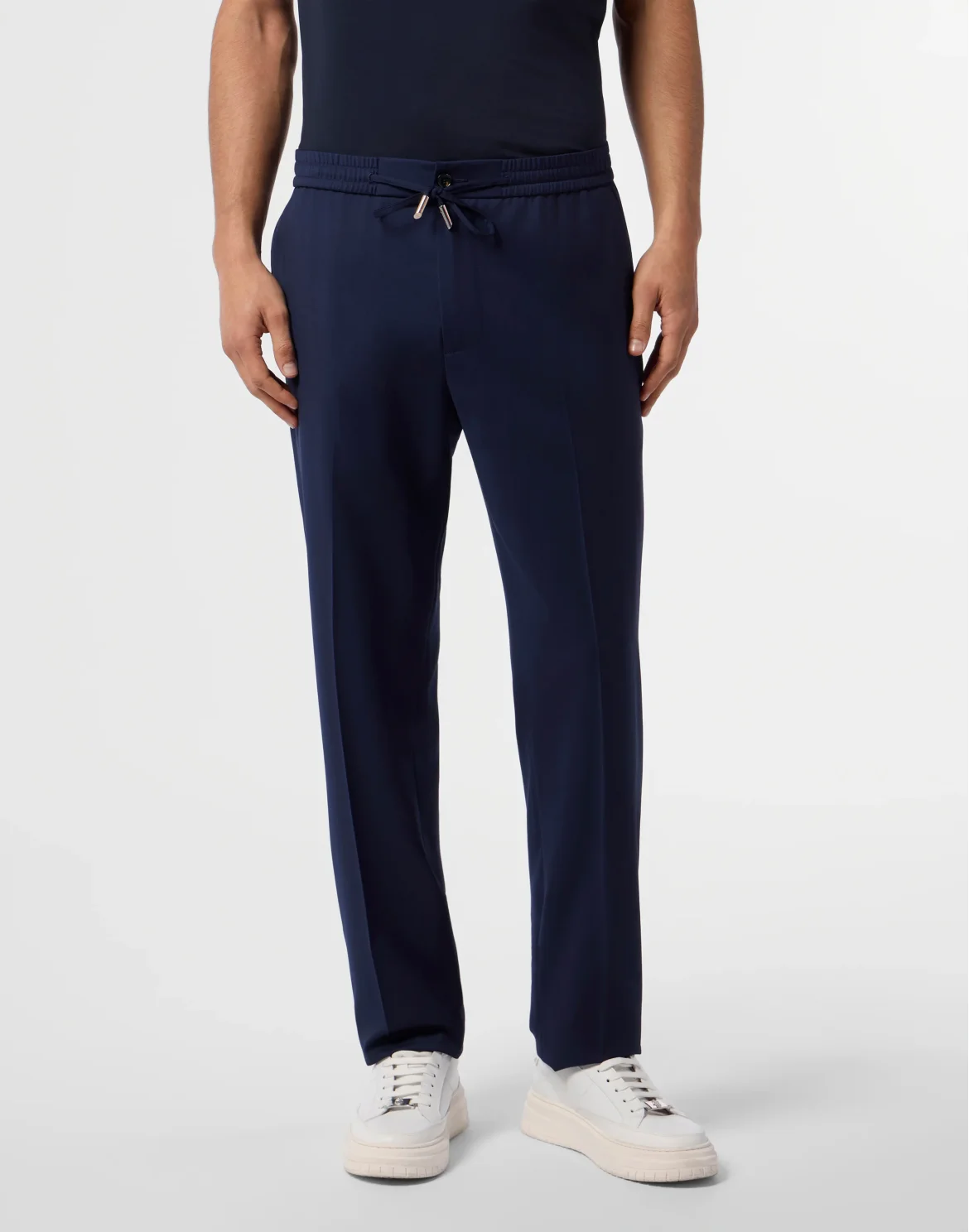 Wool Drawstring Trousers, цвет: Синий