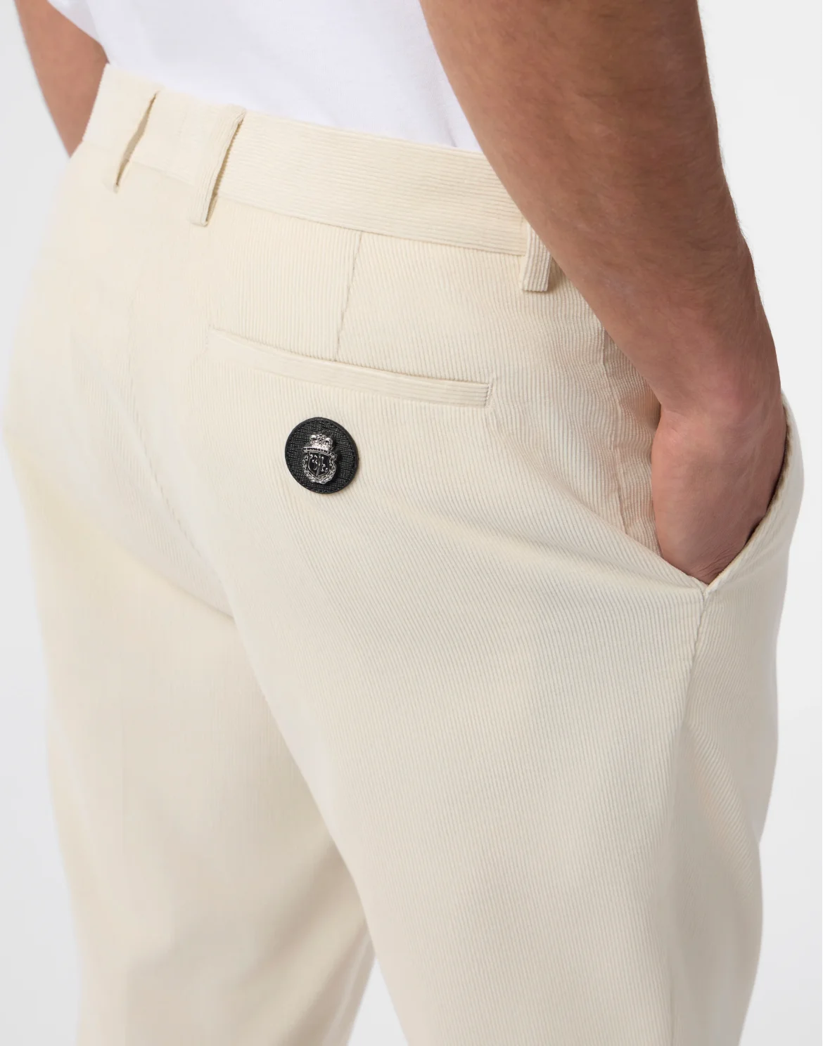 Corduroy Chinos Fit Trousers, цвет: Бежевый