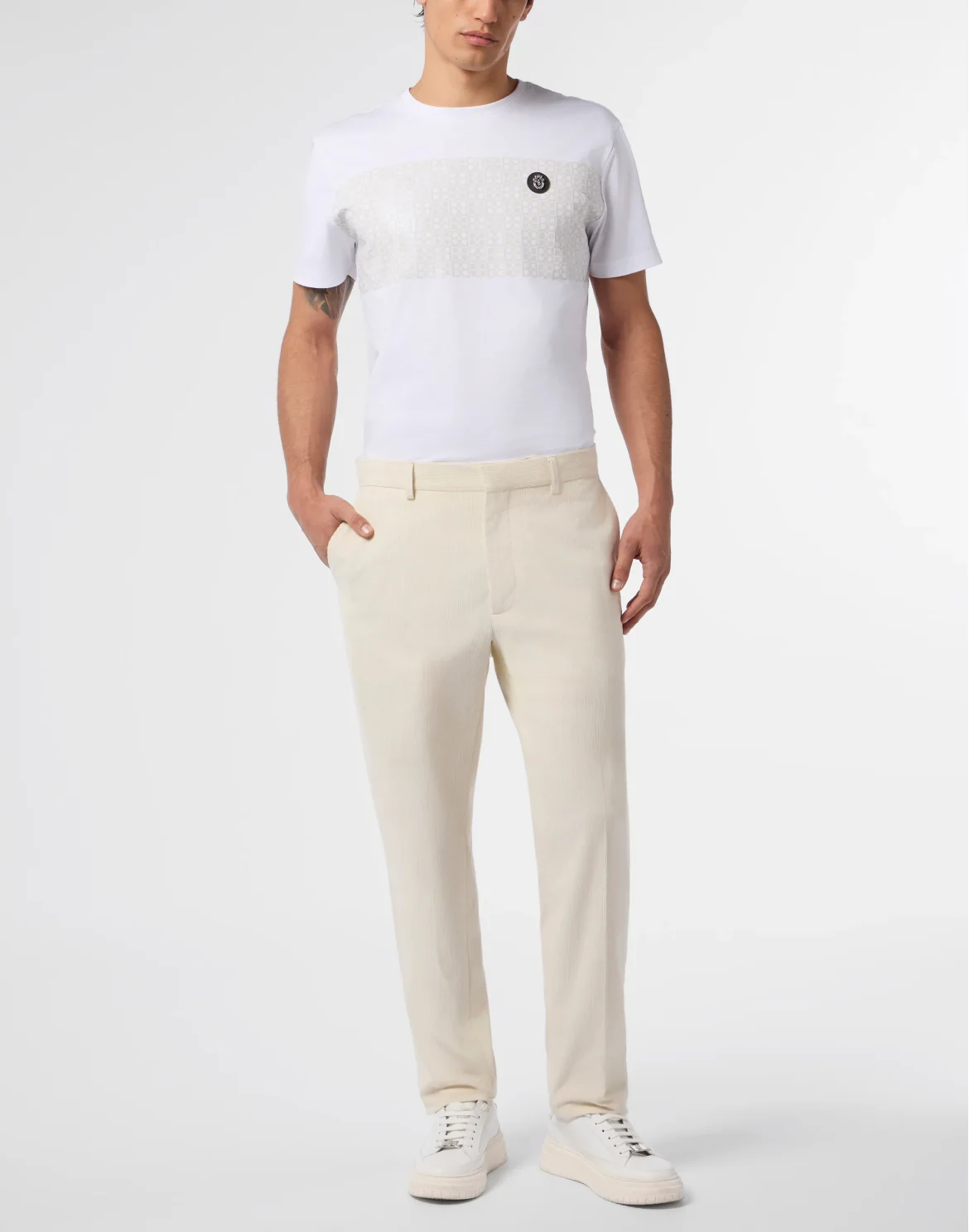 Corduroy Chinos Fit Trousers, цвет: Бежевый