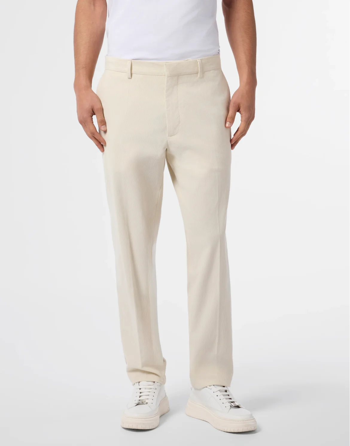 Corduroy Chinos Fit Trousers, цвет: Бежевый