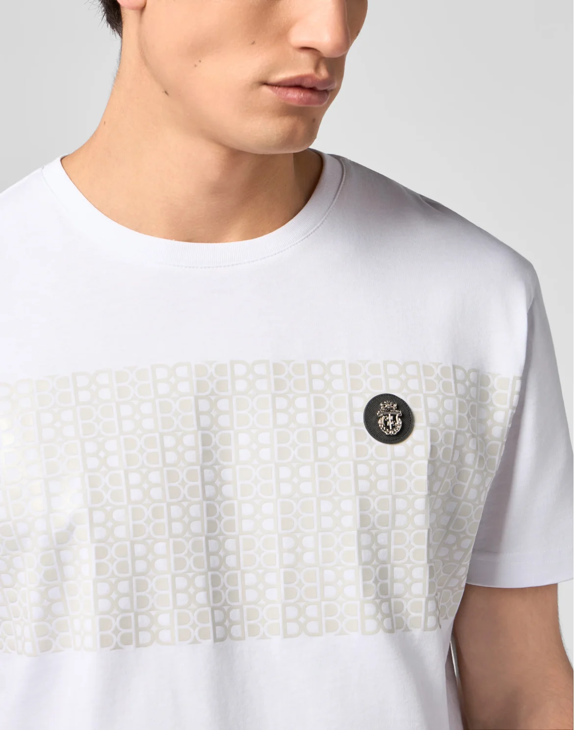 Round Neck T-Shirt Stripe Monogram, цвет: Белый
