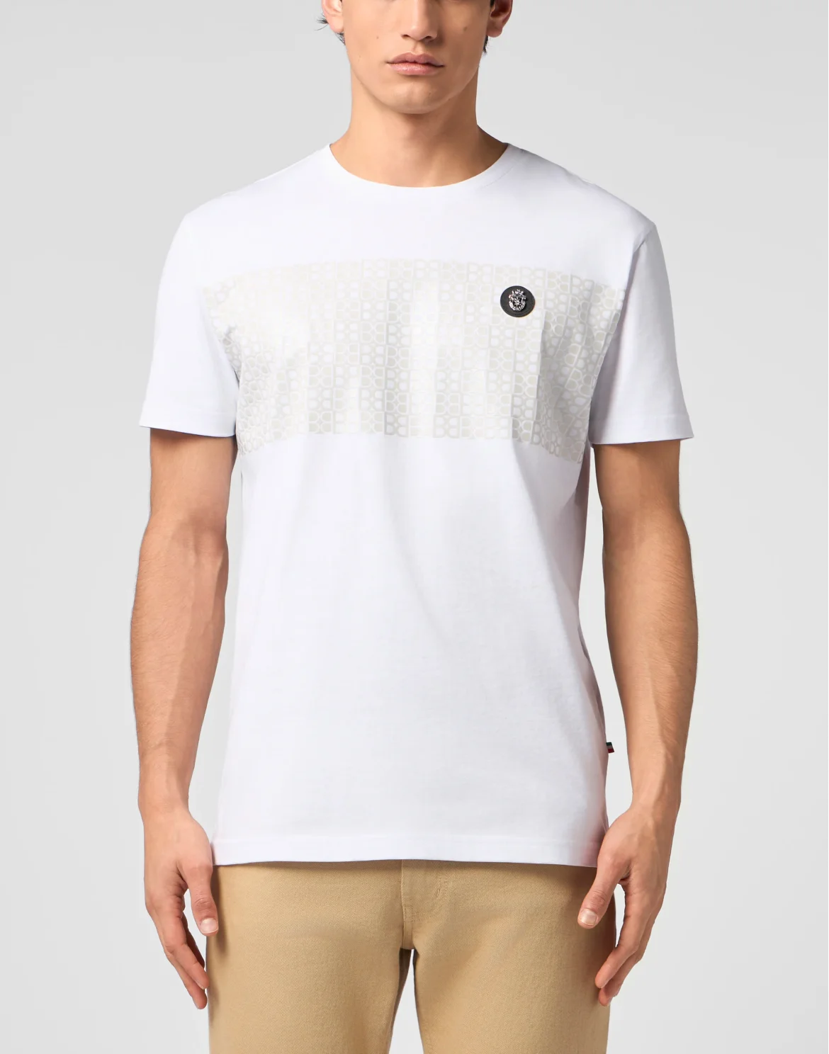 Round Neck T-Shirt Stripe Monogram, цвет: Белый