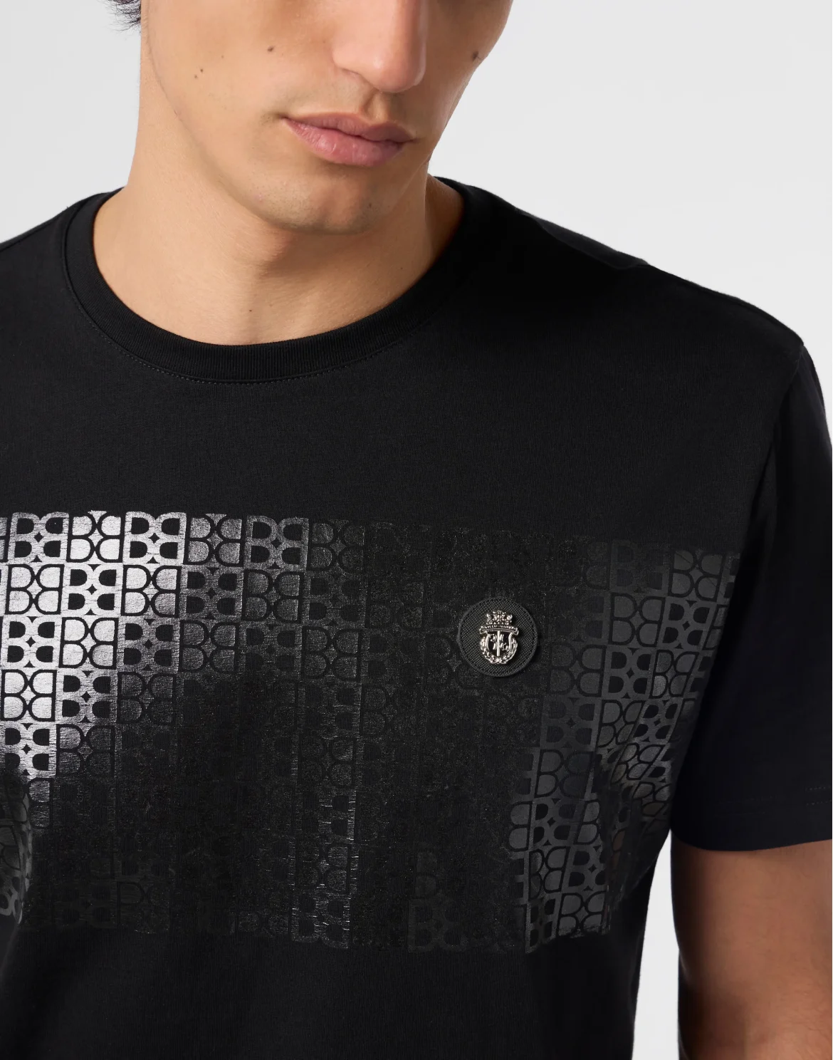 Round Neck T-Shirt Stripe Monogram, цвет: Черный
