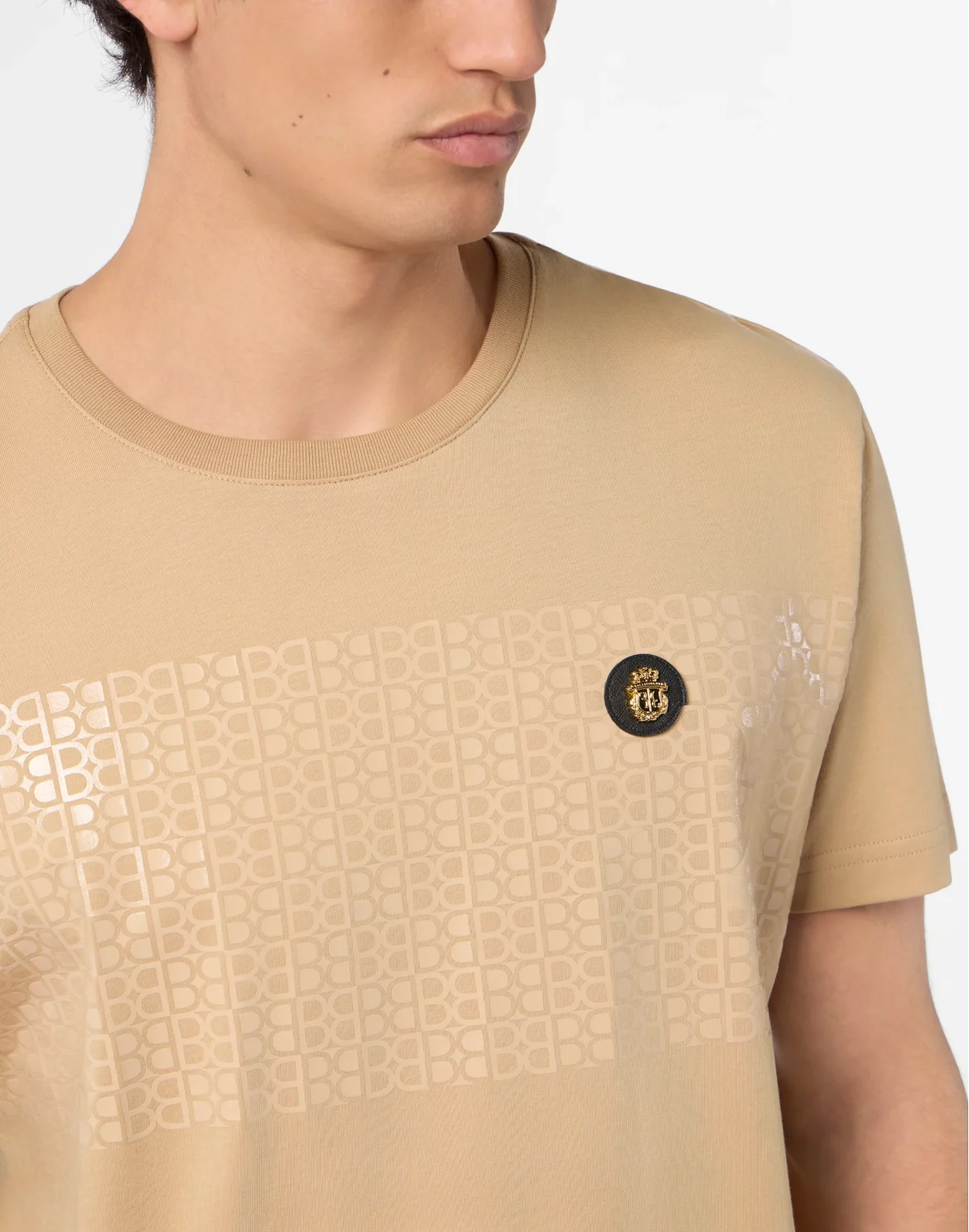 Round Neck T-Shirt Stripe Monogram, цвет: Бежевый