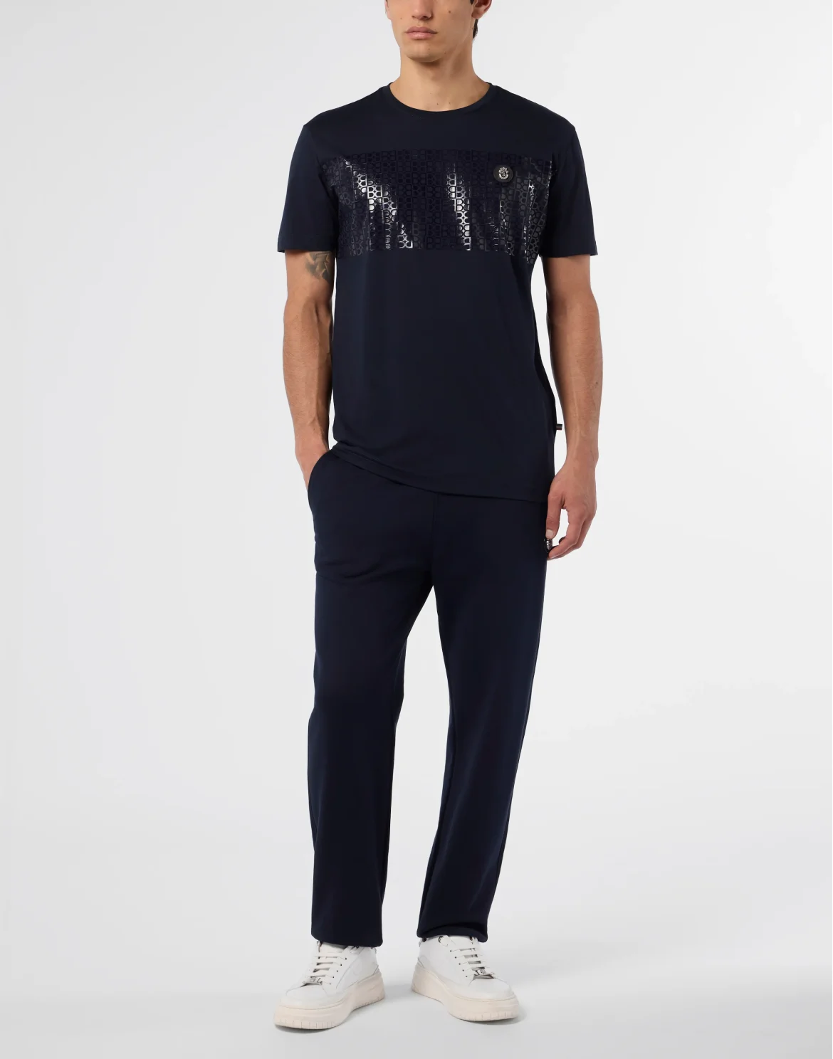 Round Neck T-Shirt Stripe Monogram, цвет: Синий