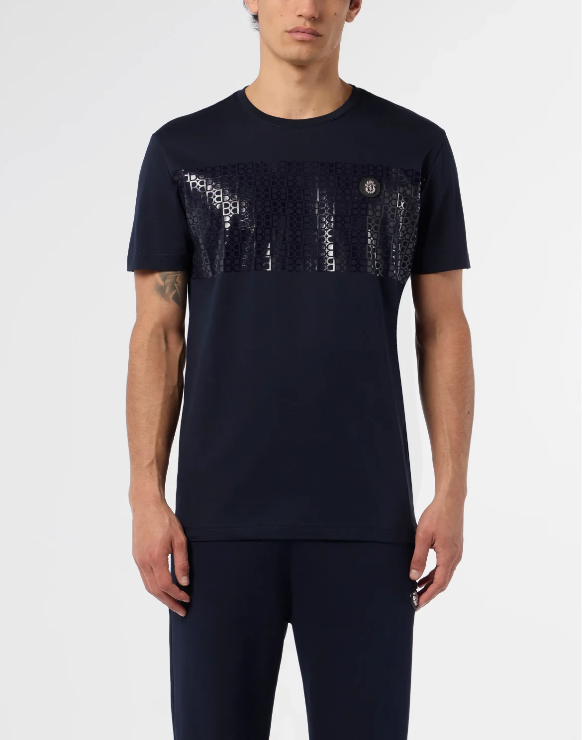 Round Neck T-Shirt Stripe Monogram, цвет: Синий